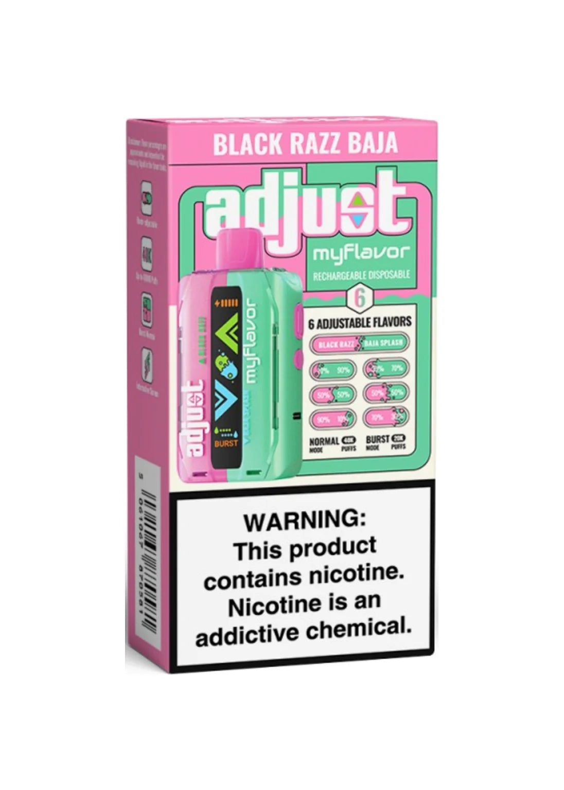 Adjust MyFlavor 40K Black Razz Baja Splash | GetPop Adjust MyFlavor 40K Black Razz Baja Splash | GetPop