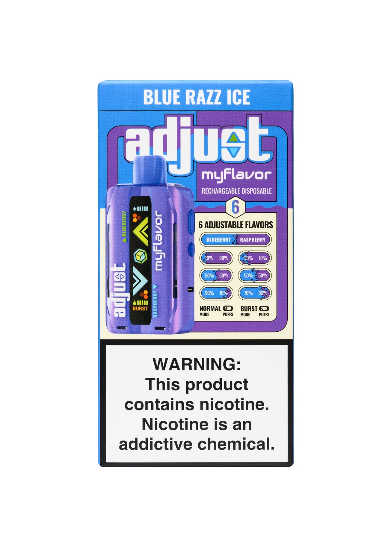 Adjust MyFlavor 40K Blue Razz Ice | GetPop Adjust MyFlavor 40K Blue Razz Ice | GetPop