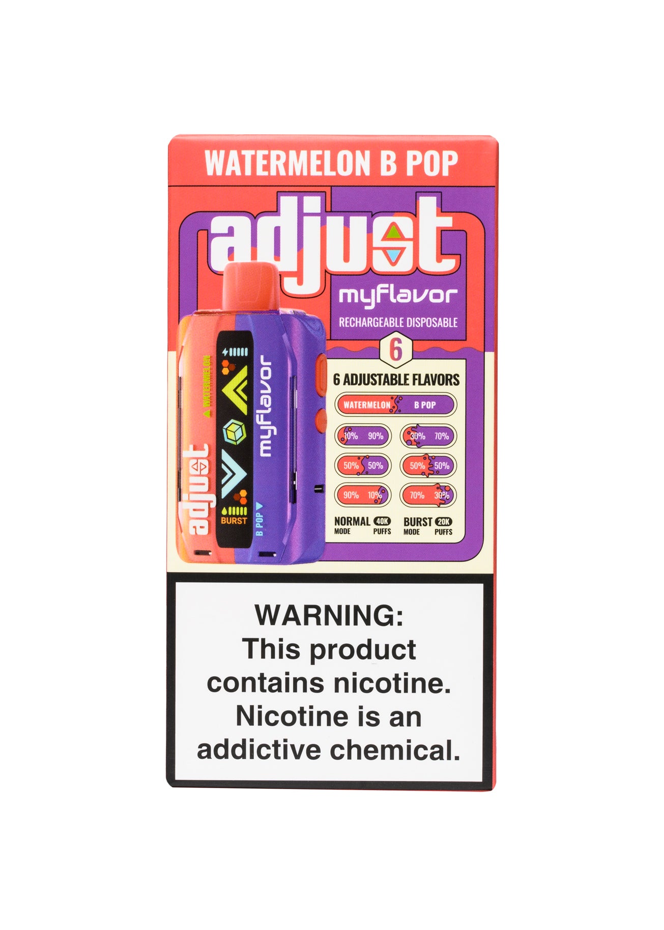 Adjust Vapes Flavors Watermelon Mango Peach Adjust MyFlavor 40k Disposable  Vape Adjust Myflavor 40K Disposable Vape by Lost Mary 5%