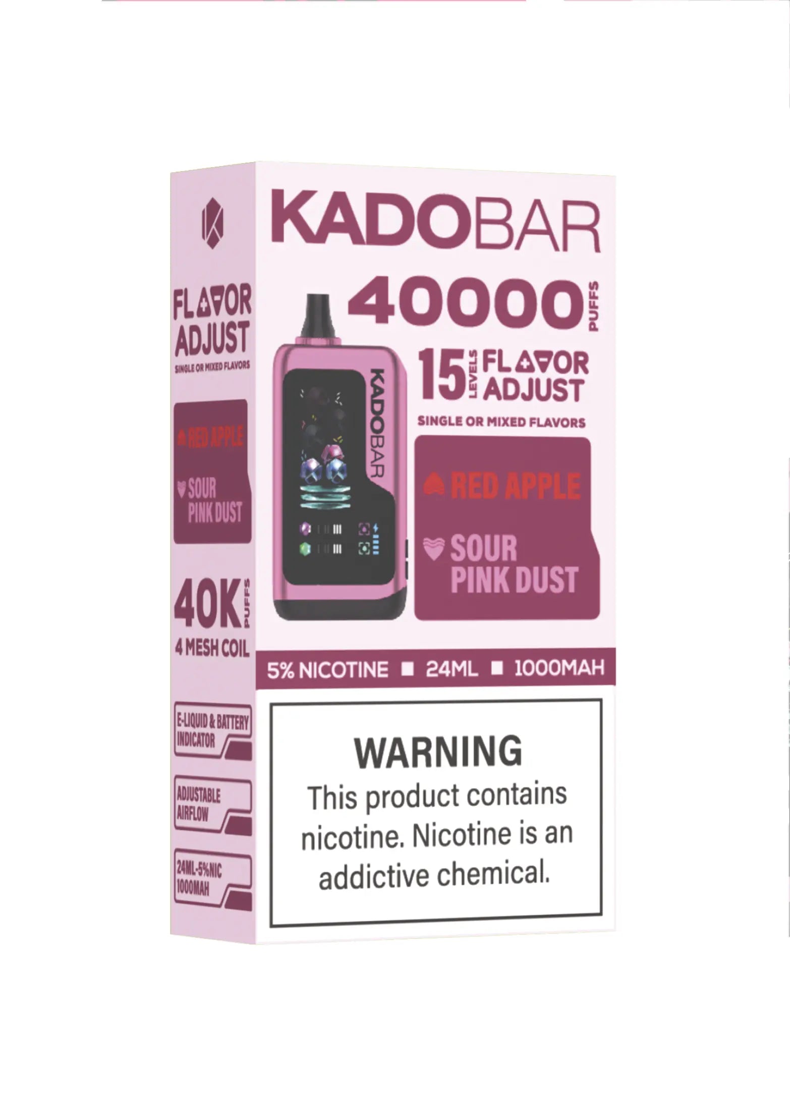 Kado Bar Flavor Adjust 40K Red Apple and Sour Pink Dust | GetPop Kado Bar Flavor Adjust 40K Red Apple and Sour Pink Dust | GetPop