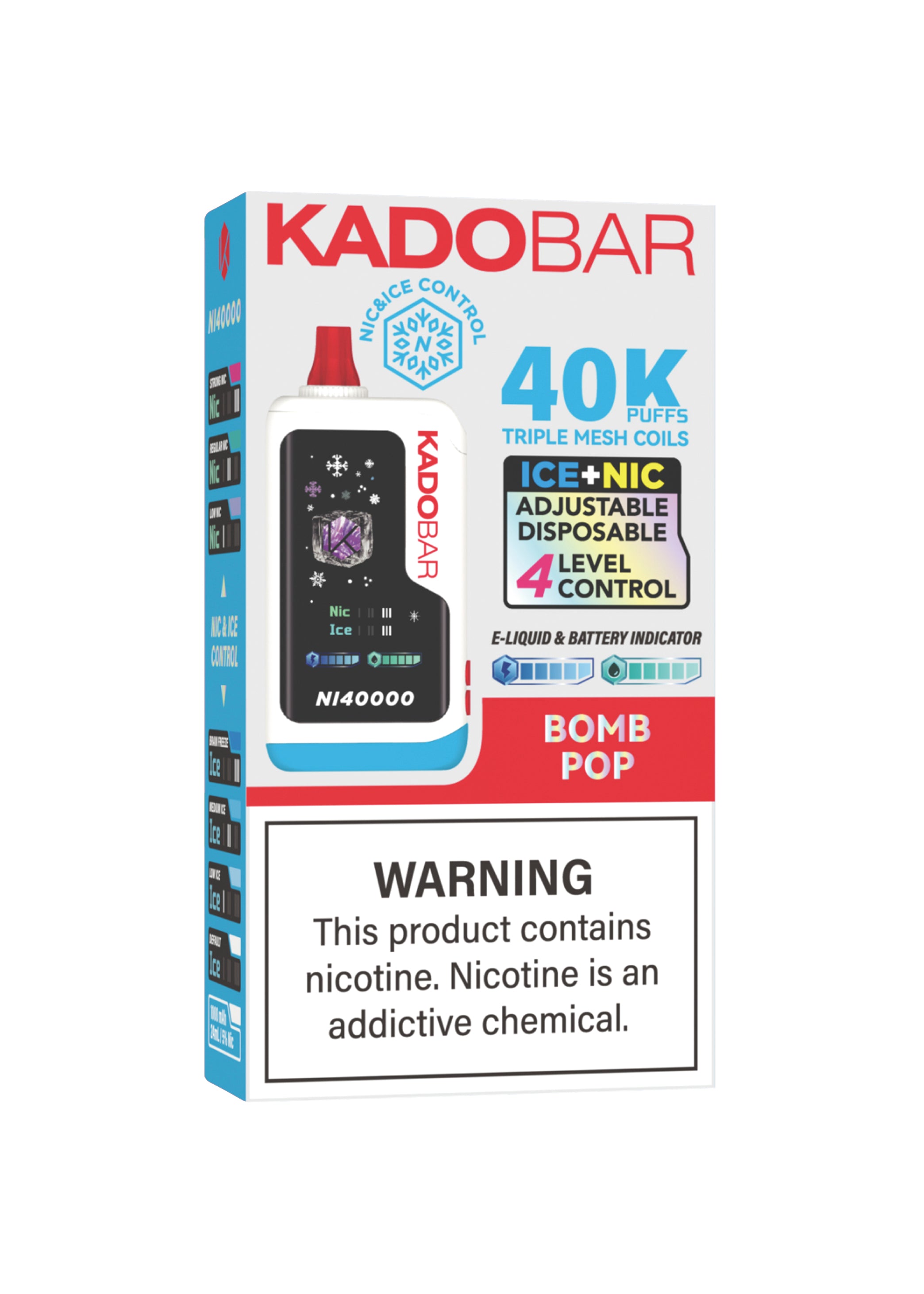Kado Bar NI40K Ice-Nic Control Bomb Pop | GetPop Kado Bar NI40K Ice-Nic Control Bomb Pop | GetPop