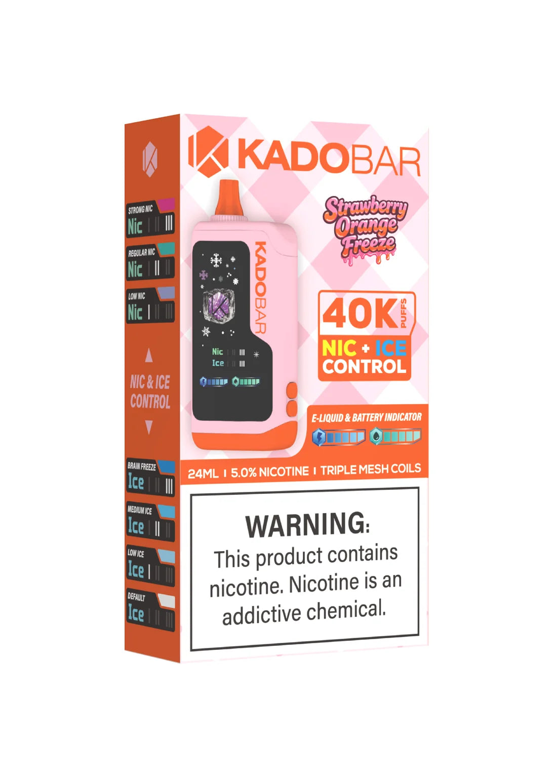 kado bar vs geek bar Kado Bar NI40K Ice-Nic Control Strawberry Orange Freeze