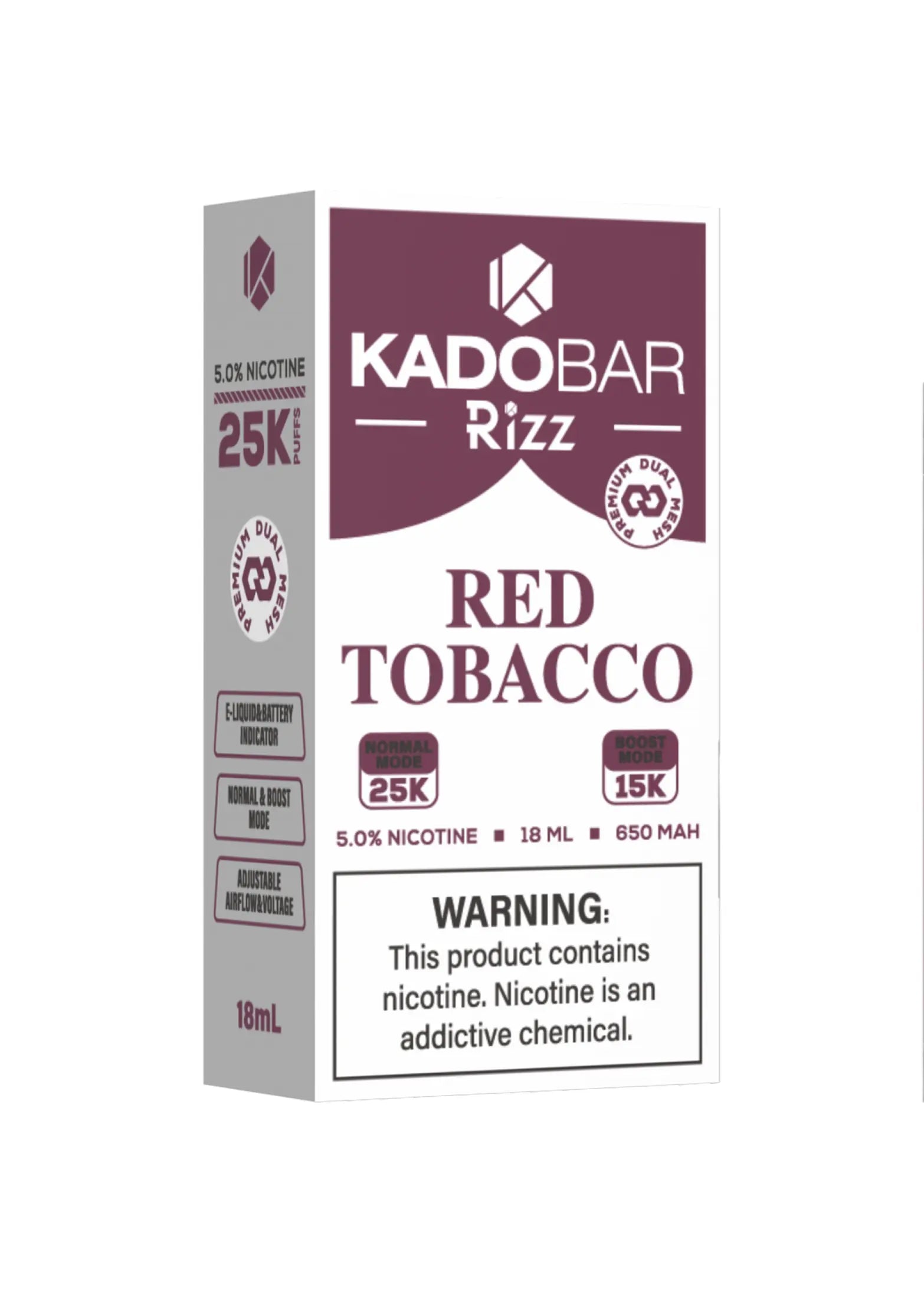 kado bar tobacco flavor Kado Bar Rizz 25K Red Tobacco