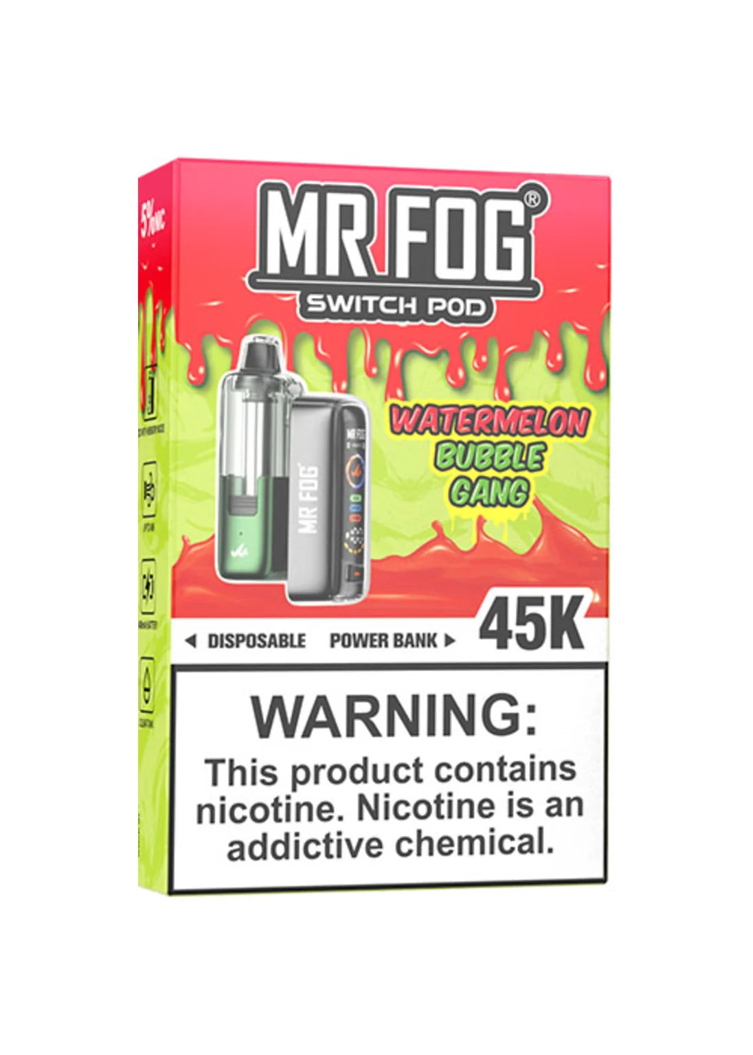 Mr Fog Switch Pod 45K Kit Watermelon Bubble Gang | GetPop Mr Fog Switch Pod 45K Kit Watermelon Bubble Gang | GetPop