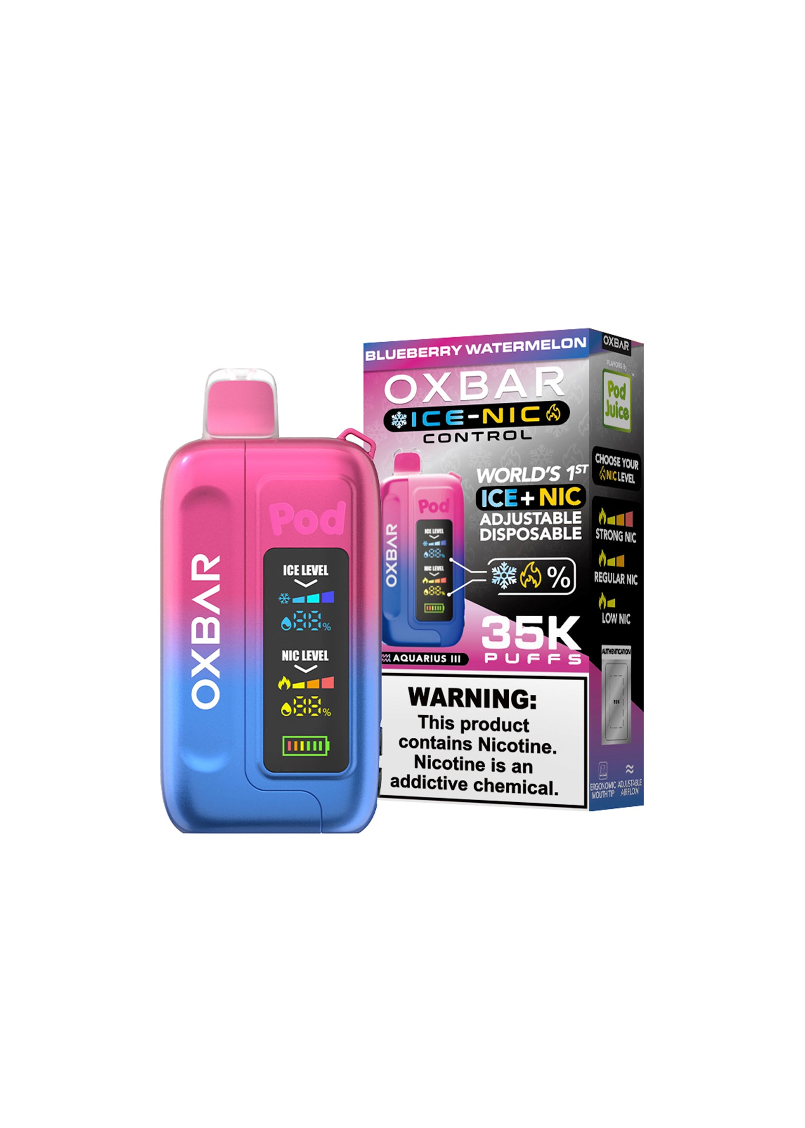 Oxbar x Pod Juice Ice-Nic Control 35K Blueberry Watermelon | GetPop Oxbar x Pod Juice Ice-Nic Control 35K Blueberry Watermelon | GetPop