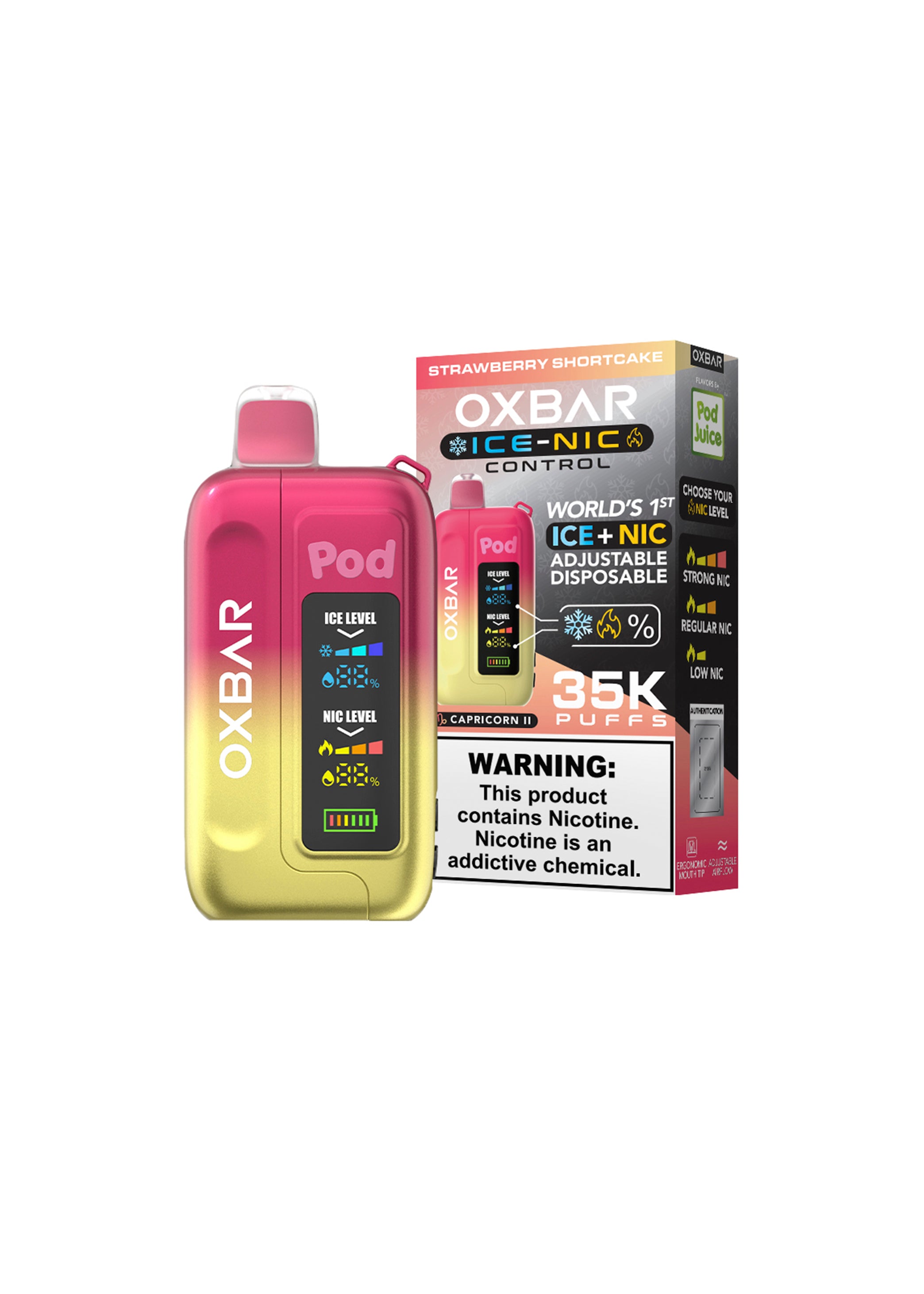 Oxbar x Pod Juice Ice-Nic Control 35K Strawberry Shortcake | GetPop Oxbar x Pod Juice Ice-Nic Control 35K Strawberry Shortcake | GetPop