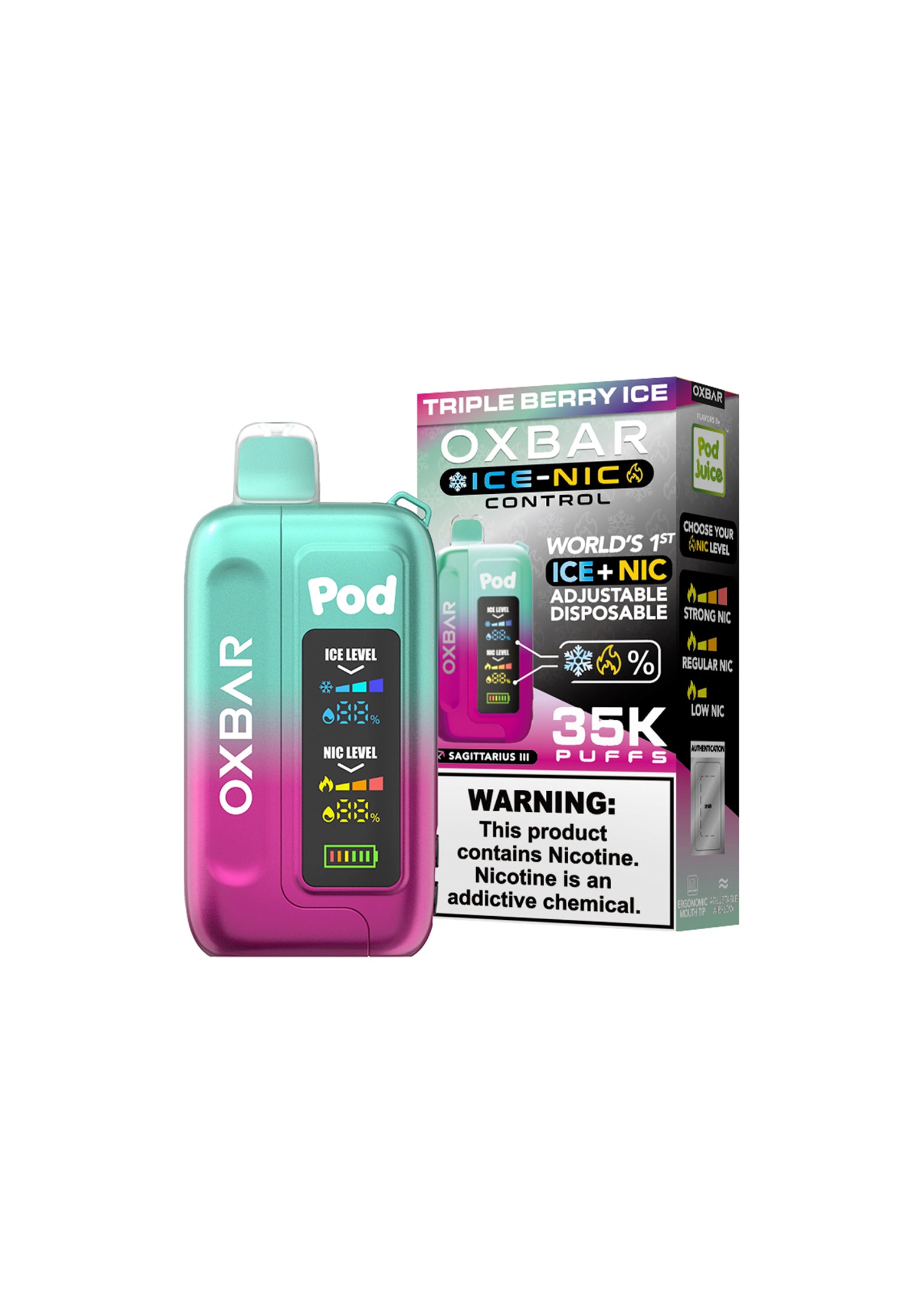 Oxbar x Pod Juice Ice-Nic Control 35K Triple Berry Ice | GetPop Oxbar x Pod Juice Ice-Nic Control 35K Triple Berry Ice | GetPop