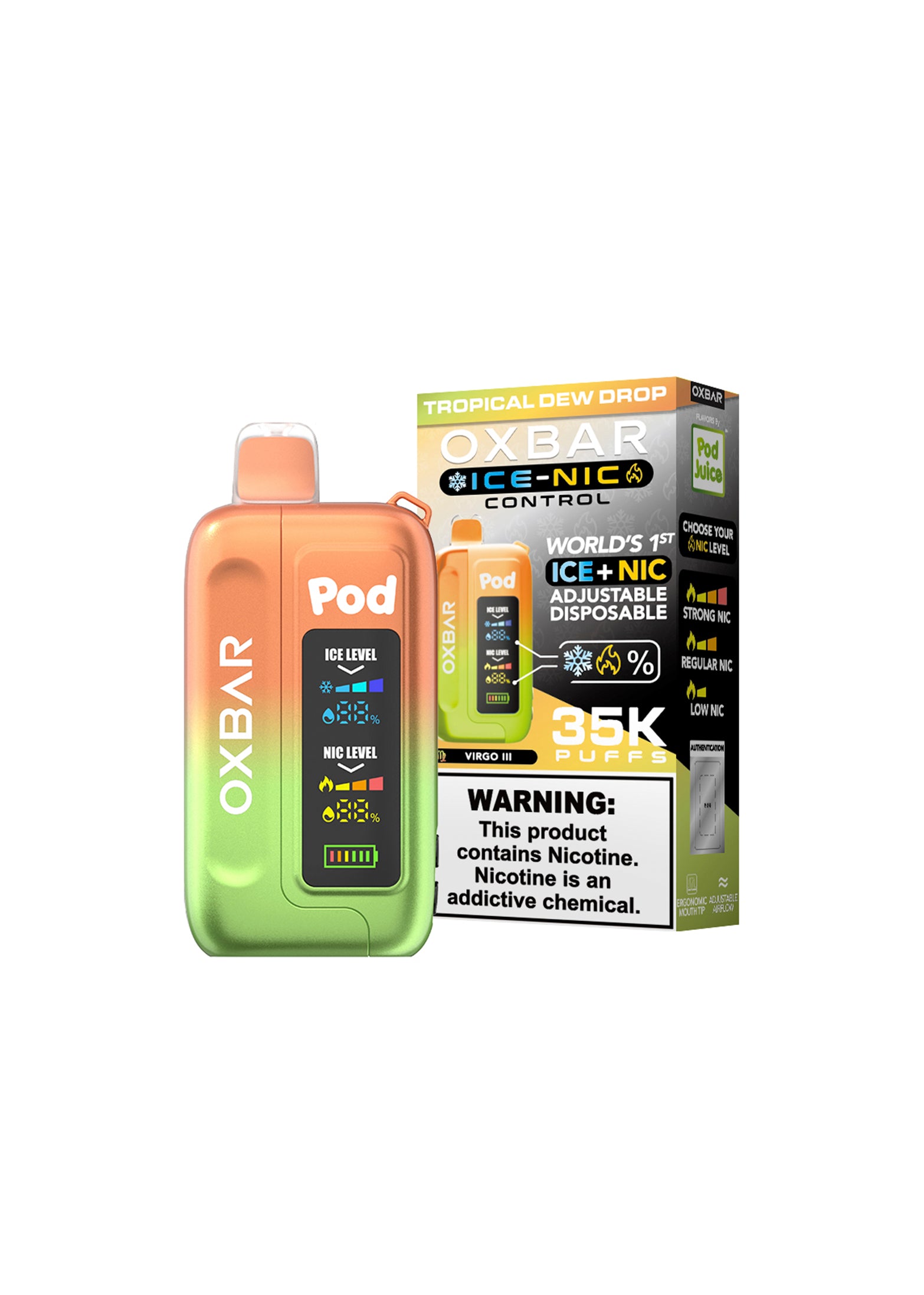 Oxbar x Pod Juice Ice-Nic Control 35K Tropical Dew Drop | GetPop