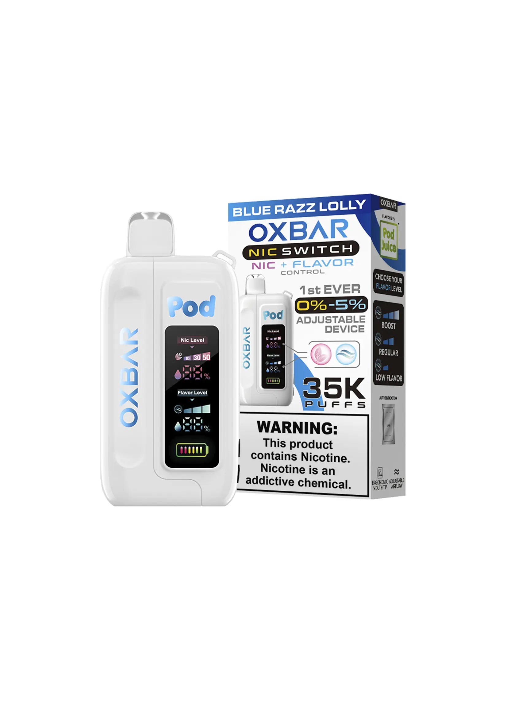 how much is elf bar vape Raz Vape Bottom Switch Oxbar x Pod Juice Nic Switch 35K Blue Razz Lolly  