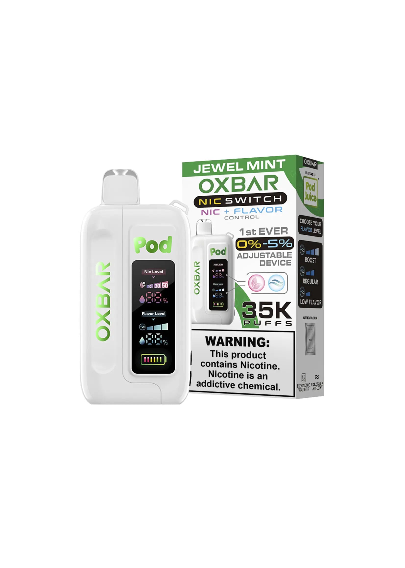 Oxbar x Pod Juice Nic Switch 35K Jewel Mint | GetPop