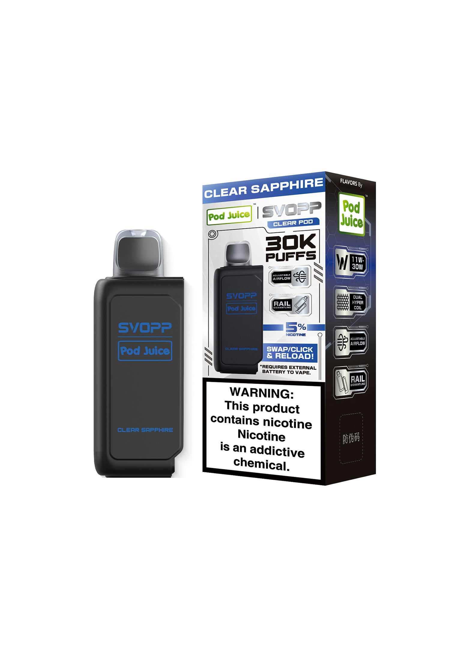 Pod Juice SVOPP 30K Flavor Pod Clear Sapphire | GetPop Pod Juice SVOPP 30K Flavor Pod Clear Sapphire | GetPop