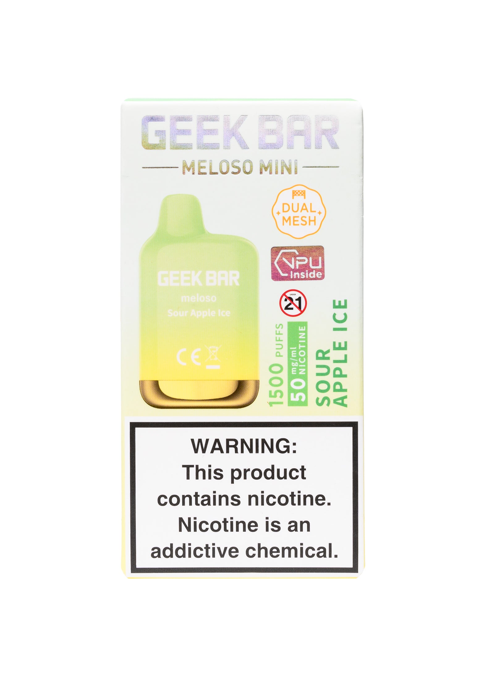 Geek Bar Meloso Mini 1500 Sour Apple Ice | GetPop Geek Bar Meloso Mini 1500 Sour Apple Ice | GetPop