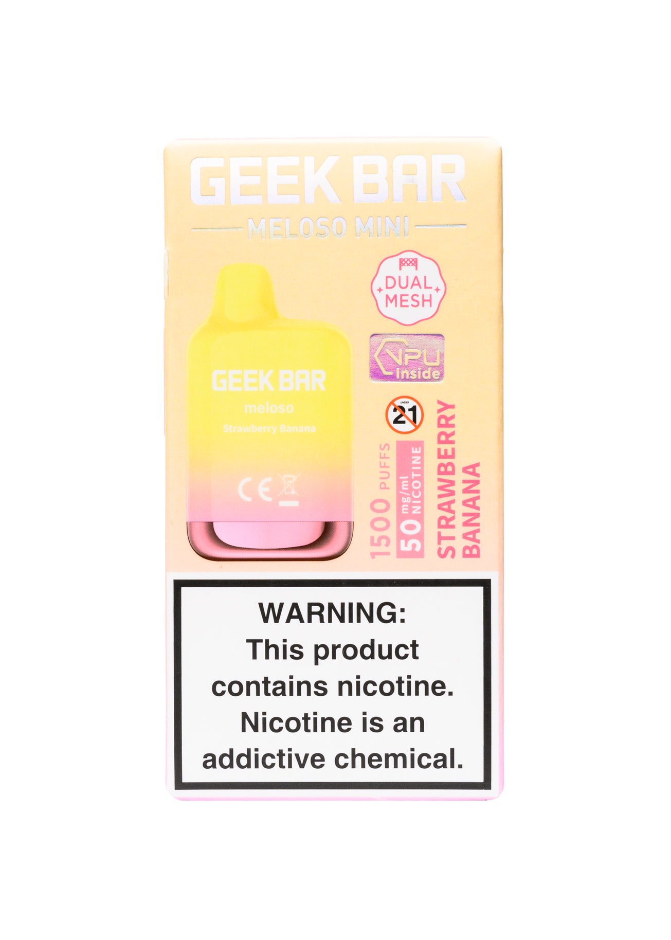 Geek Bar Meloso Mini 1500 Strawberry Banana | GetPop Geek Bar Meloso Mini 1500 Strawberry Banana | GetPop