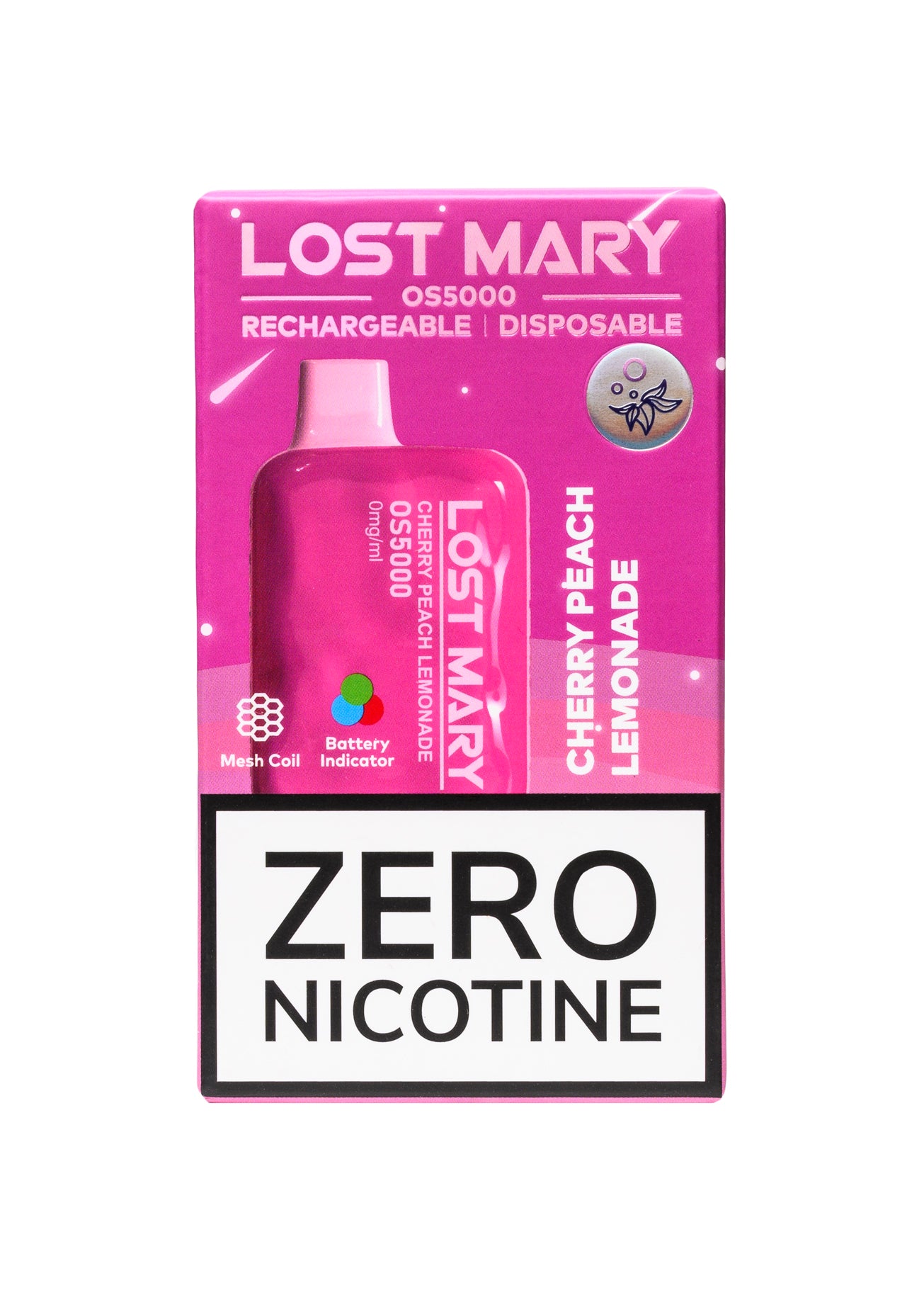 Lost Mary OS5000 ZERO Cherry Peach Lemonade 0% | GetPop Lost Mary OS5000 ZERO Cherry Peach Lemonade 0% | GetPop