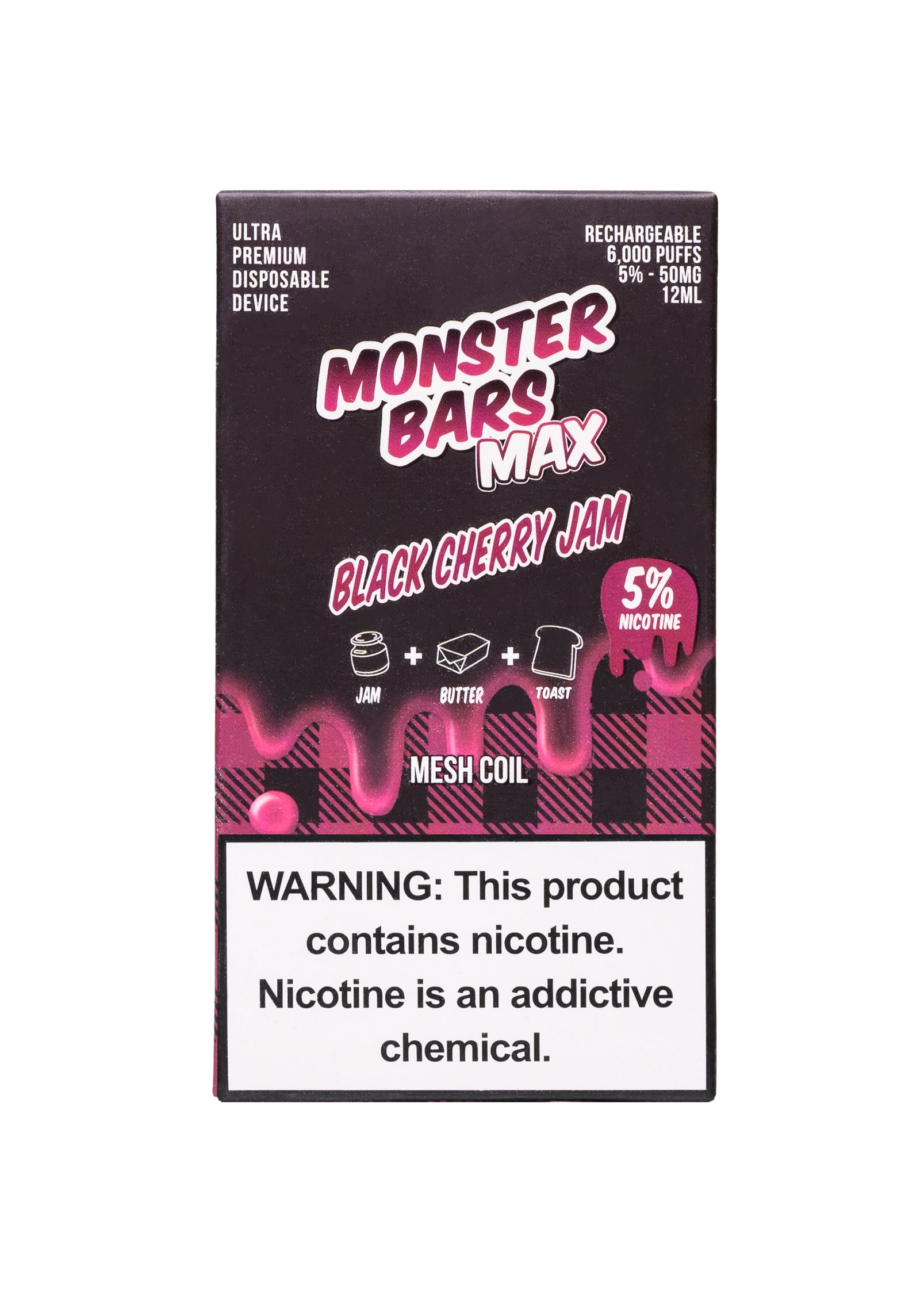 Colada Jam Black Monster Bars Max 6000 Puffs Disposable Vape Device Fruit Strawberry Banana Colada Jam Black Monster Bars Max 6000 Puffs Disposable Vape Device Fruit Strawberry Banana
