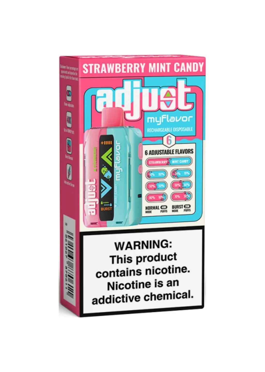 Adjust MyFlavor 40K Strawberry Mint Candy | GetPop Adjust MyFlavor 40K Strawberry Mint Candy | GetPop