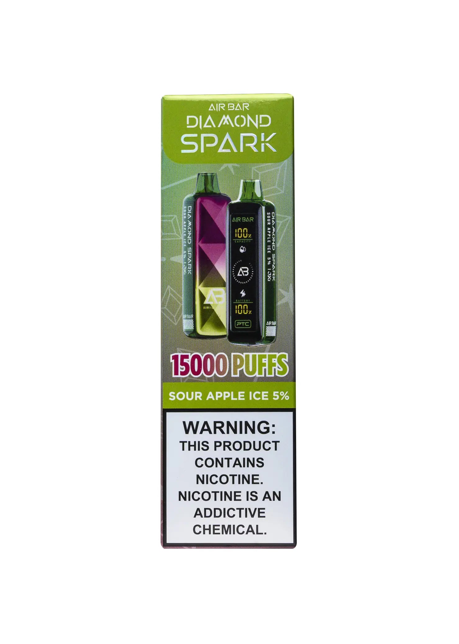 Air Bar Diamond Spark 15K Sour Apple Ice product packaging