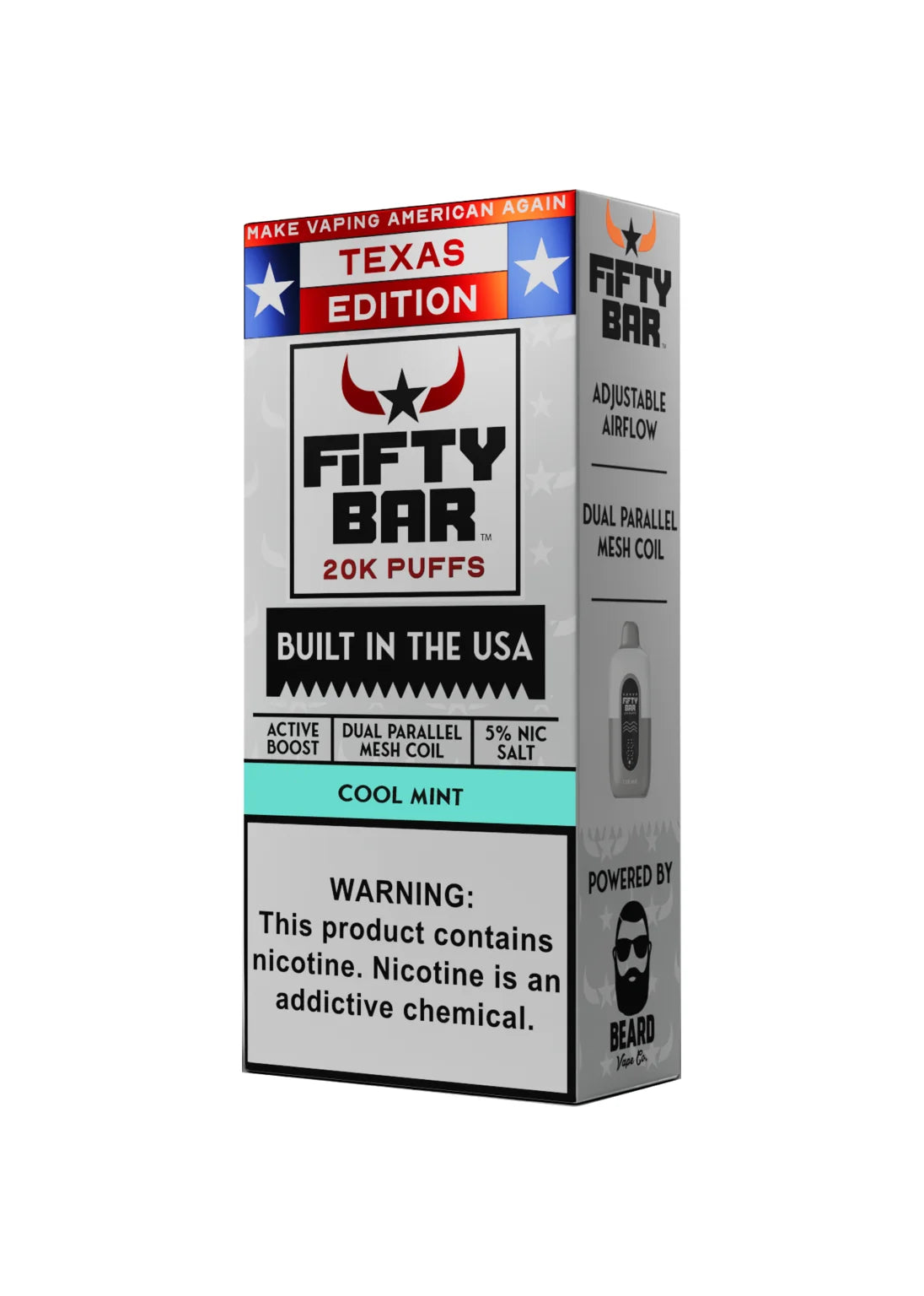 Fifty Bar 20K Texas Edition Cool Mint | GetPop Fifty Bar 20K Texas Edition Cool Mint | GetPop