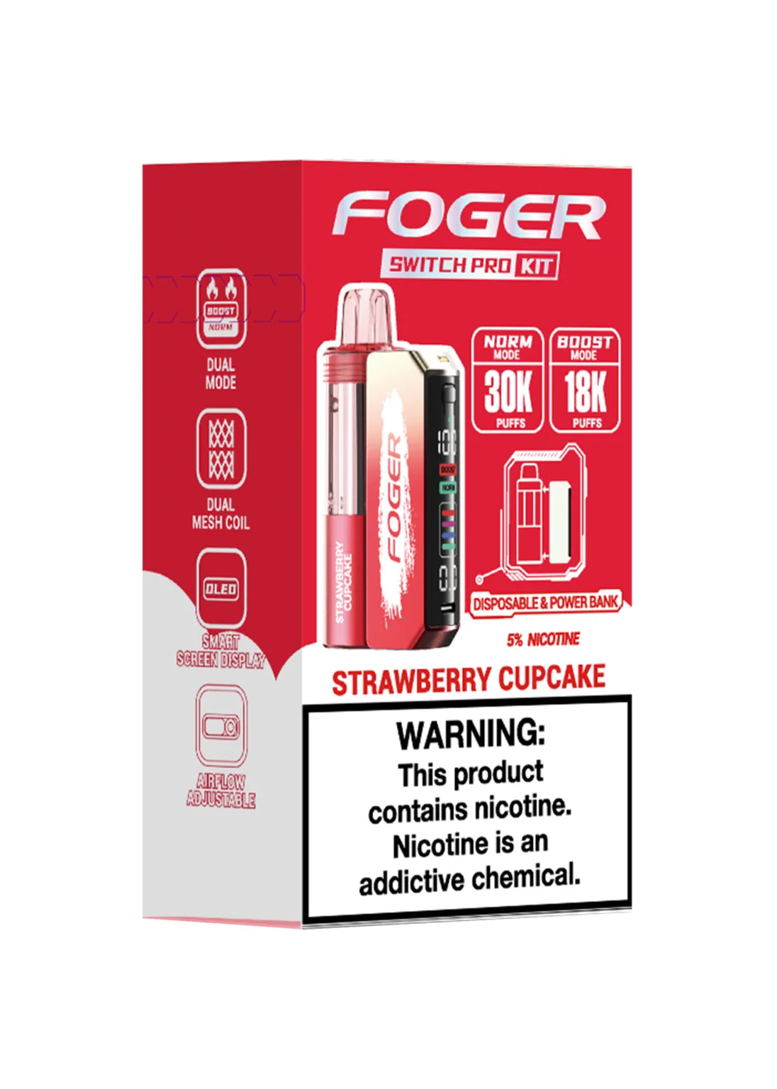 Foger Switch Pro 30K Kit Strawberry Cupcake | GetPop Foger Switch Pro 30K Kit Strawberry Cupcake | GetPop