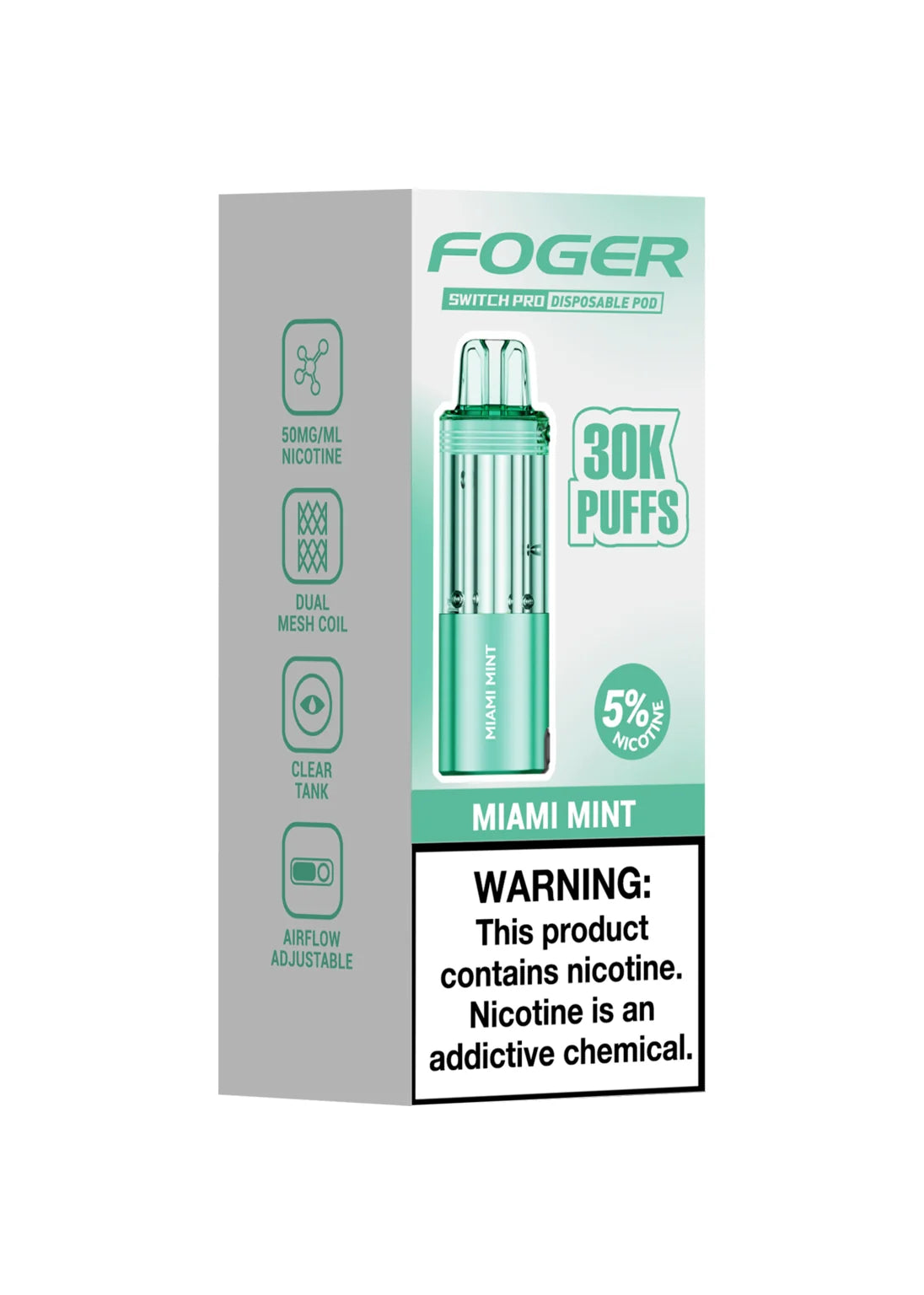 Foger Switch Pro 30K Pod Miami Mint | GetPop Foger Switch Pro 30K Pod Miami Mint | GetPop