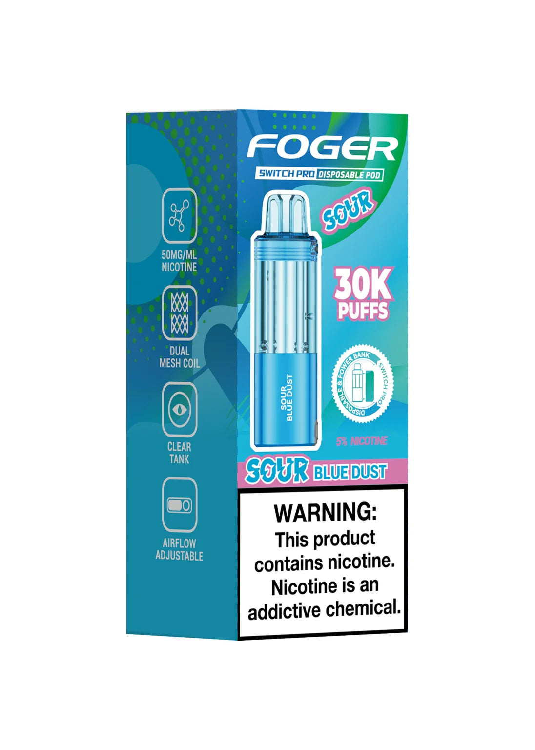 Foger Switch Pro 30K Pod Sour Blue Dust | GetPop Foger Switch Pro 30K Pod Sour Blue Dust | GetPop