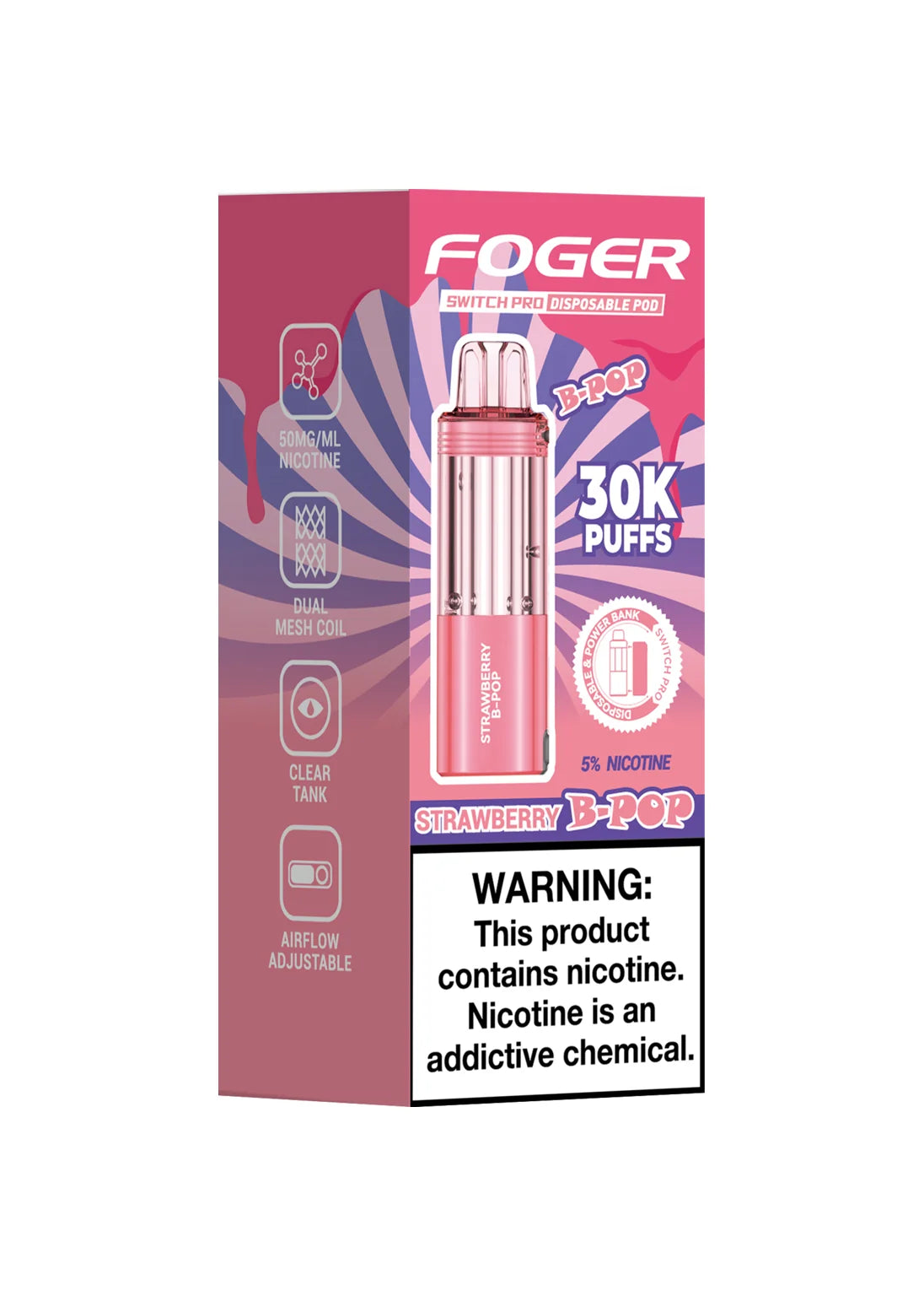 Foger Switch Pro 30K Pod Strawberry B-Burst / Strawberry B-Pop | GetPop Foger Switch Pro 30K Pod Strawberry B-Burst / Strawberry B-Pop | GetPop