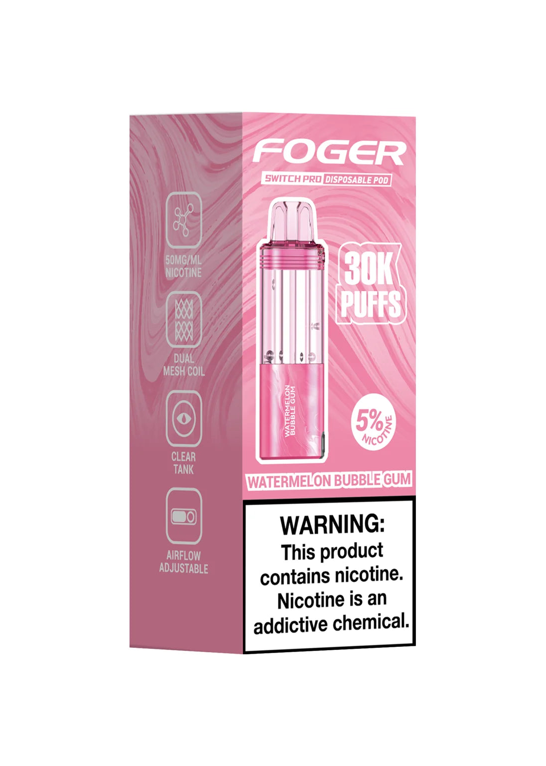 Foger Switch Pro 30K Pod Watermelon Bubble Gum | GetPop Foger Switch Pro 30K Pod Watermelon Bubble Gum | GetPop