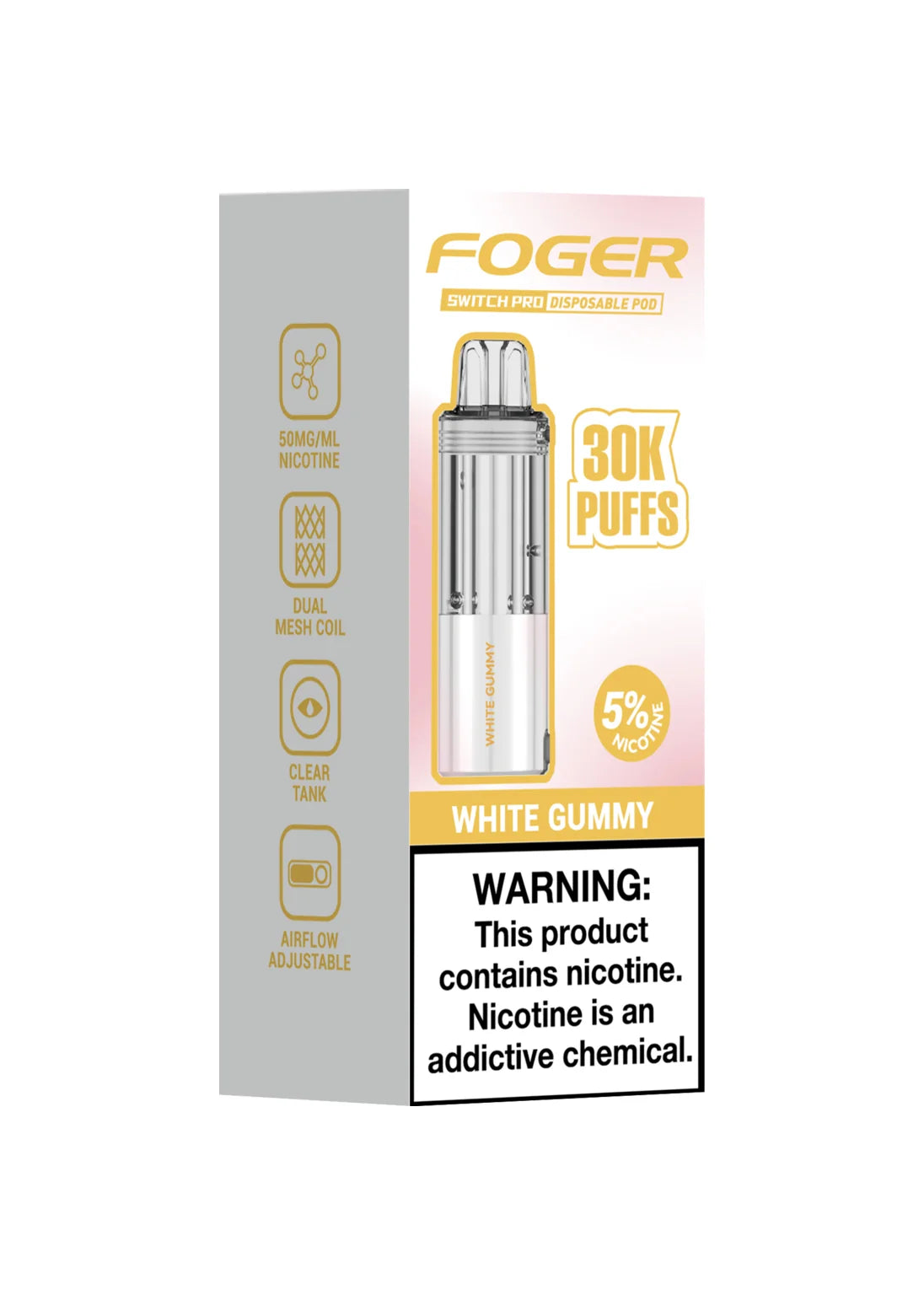 Foger Switch Pro 30K Pod White Gummy | GetPop Foger Switch Pro 30K Pod White Gummy | GetPop