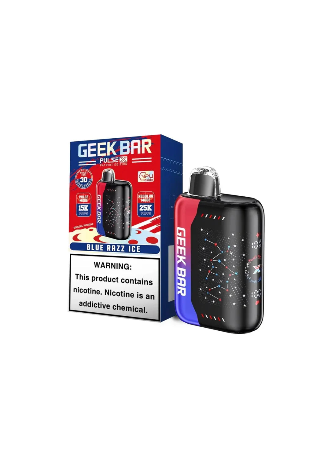 Geek Bar Pulse X 25K Blue Razz Ice (Patriot Edition)