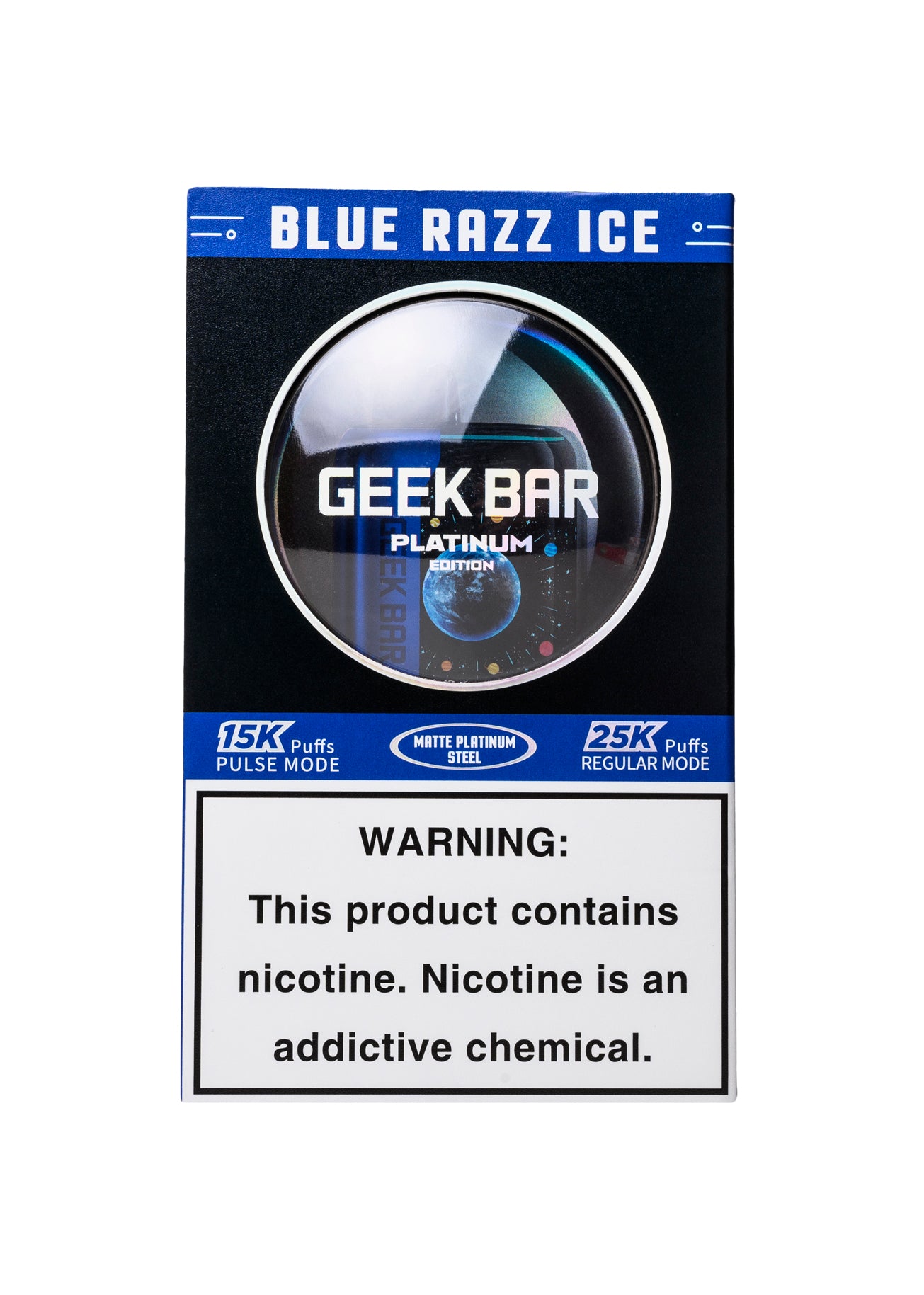 Geek Bar Pulse X Platinum Edition 25K Blue Razz Ice | GetPop Geek Bar Pulse X Platinum Edition 25K Blue Razz Ice | GetPop