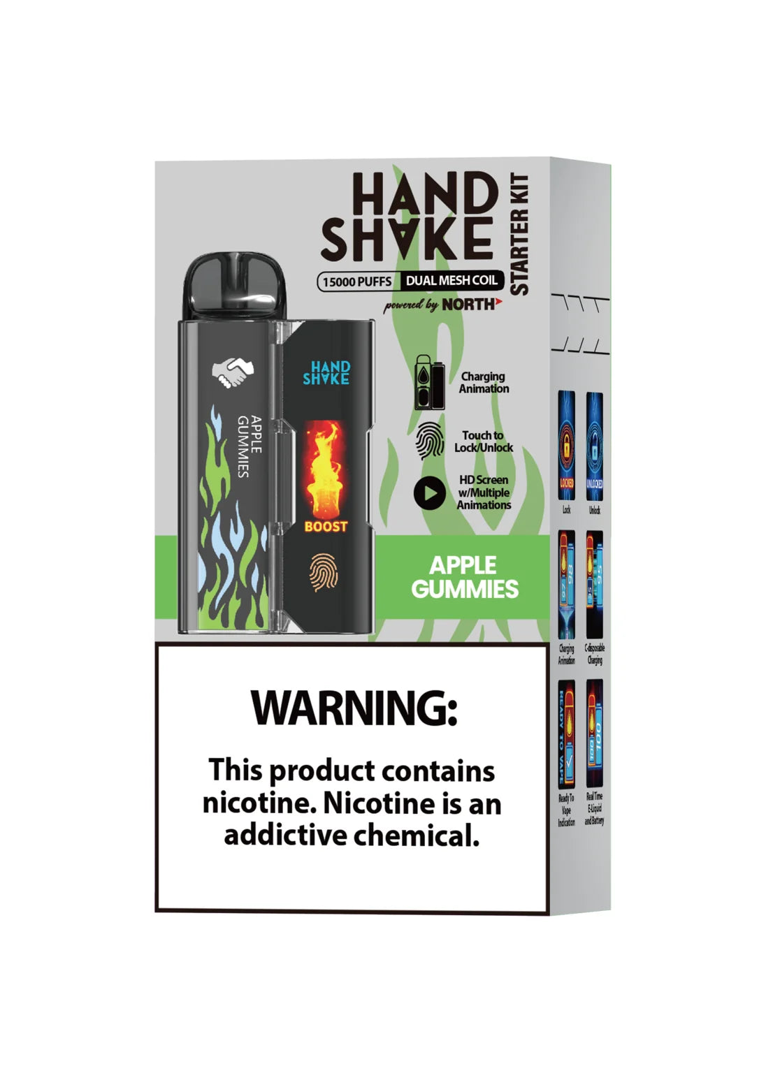 handshake powered by north 15000 puffs disposable vape HandShake 15K Starter Kit Apple Gummies