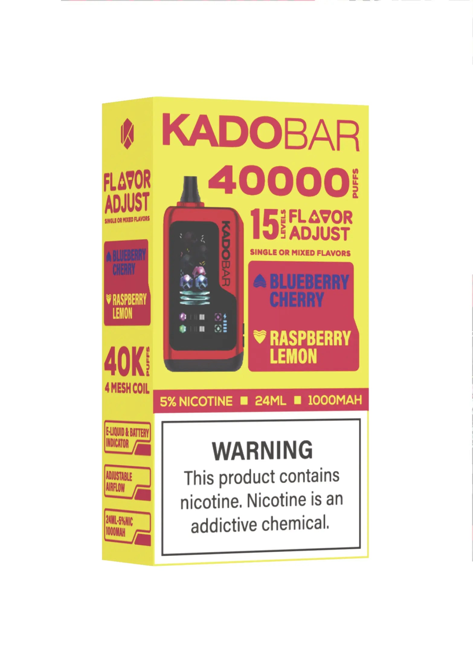 Kado Bar Flavor Adjust 40K Blueberry Cherry and Raspberry Lemon