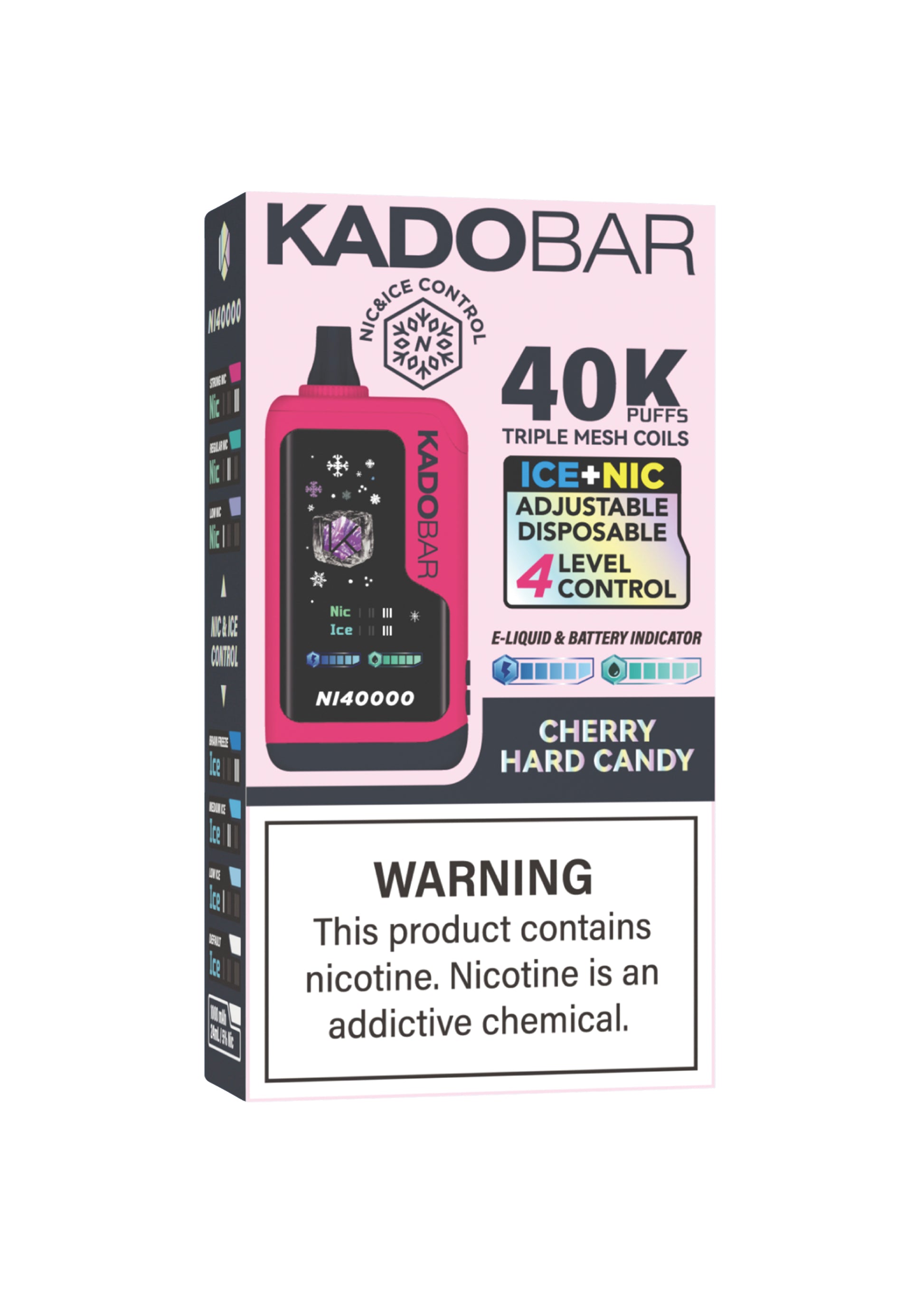 Kado Bar NI40K Ice-Nic Control Cherry Hard Candy / Cherry Hard Popz | GetPop Kado Bar NI40K Ice-Nic Control Cherry Hard Candy / Cherry Hard Popz | GetPop