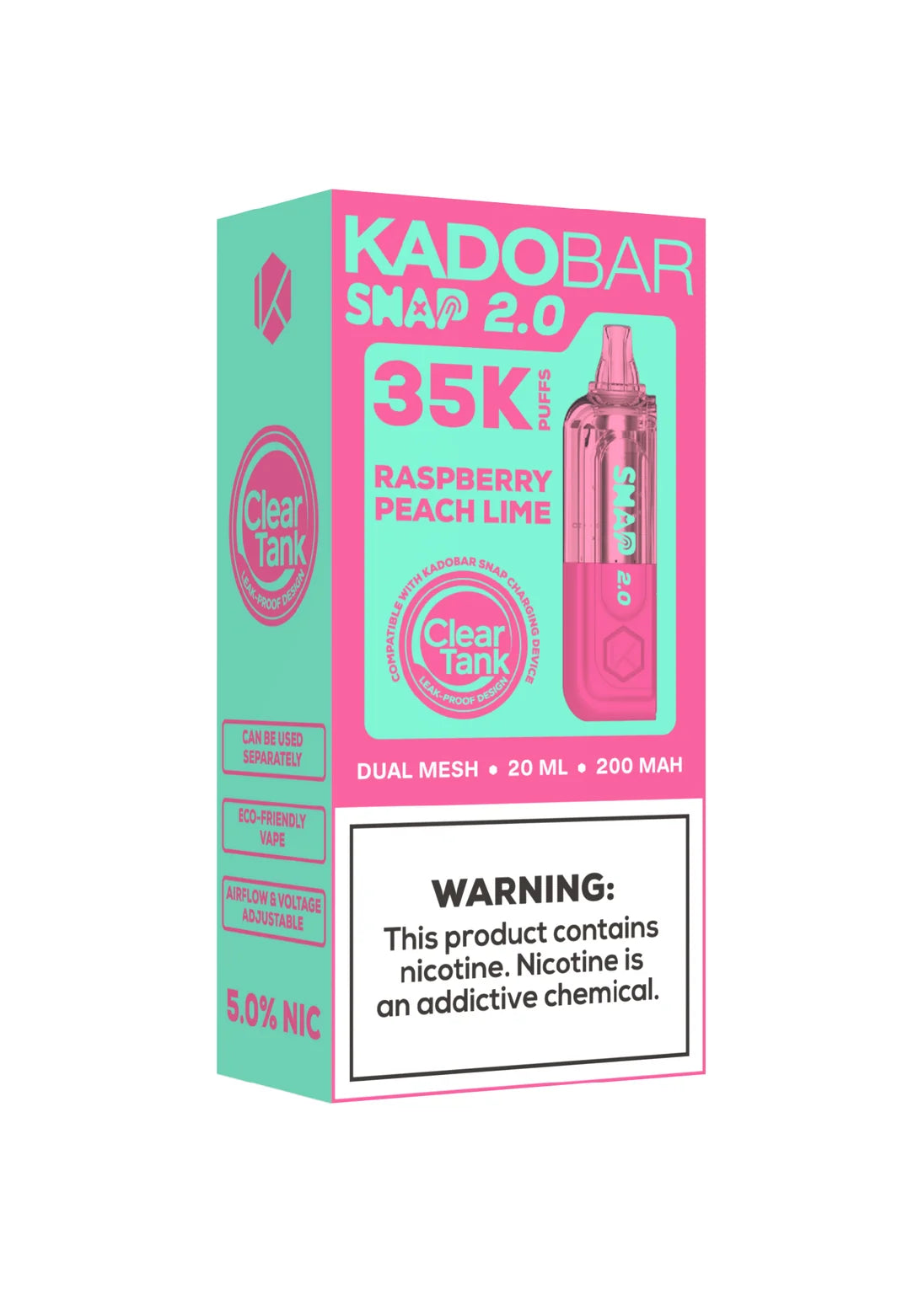 Kado Bar Snap 2.0 35K Pod Raspberry Peach Lime