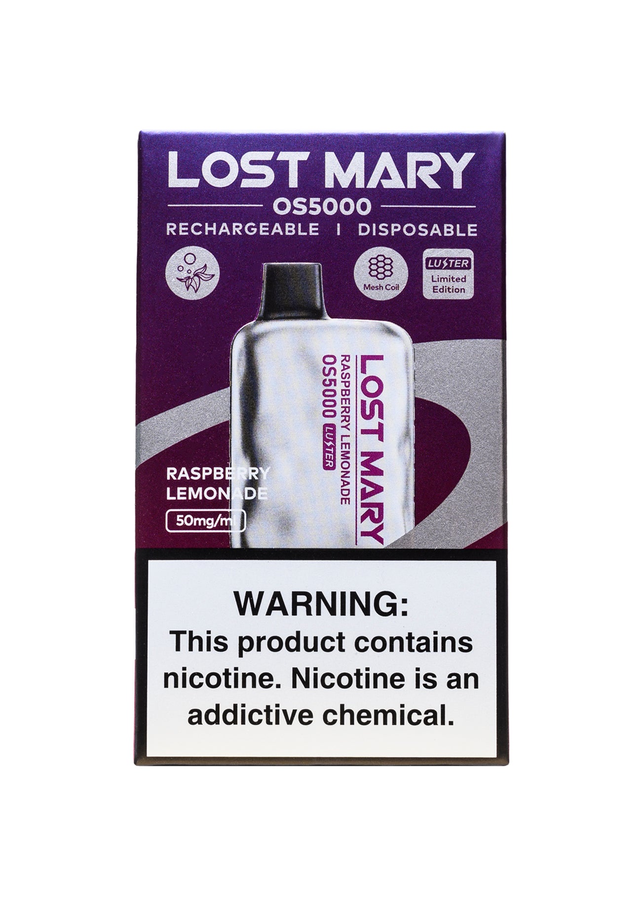 elf bar vape uk Raspberry Lemonade Lost Mary OS5000 Luster Edition Vape main image 1