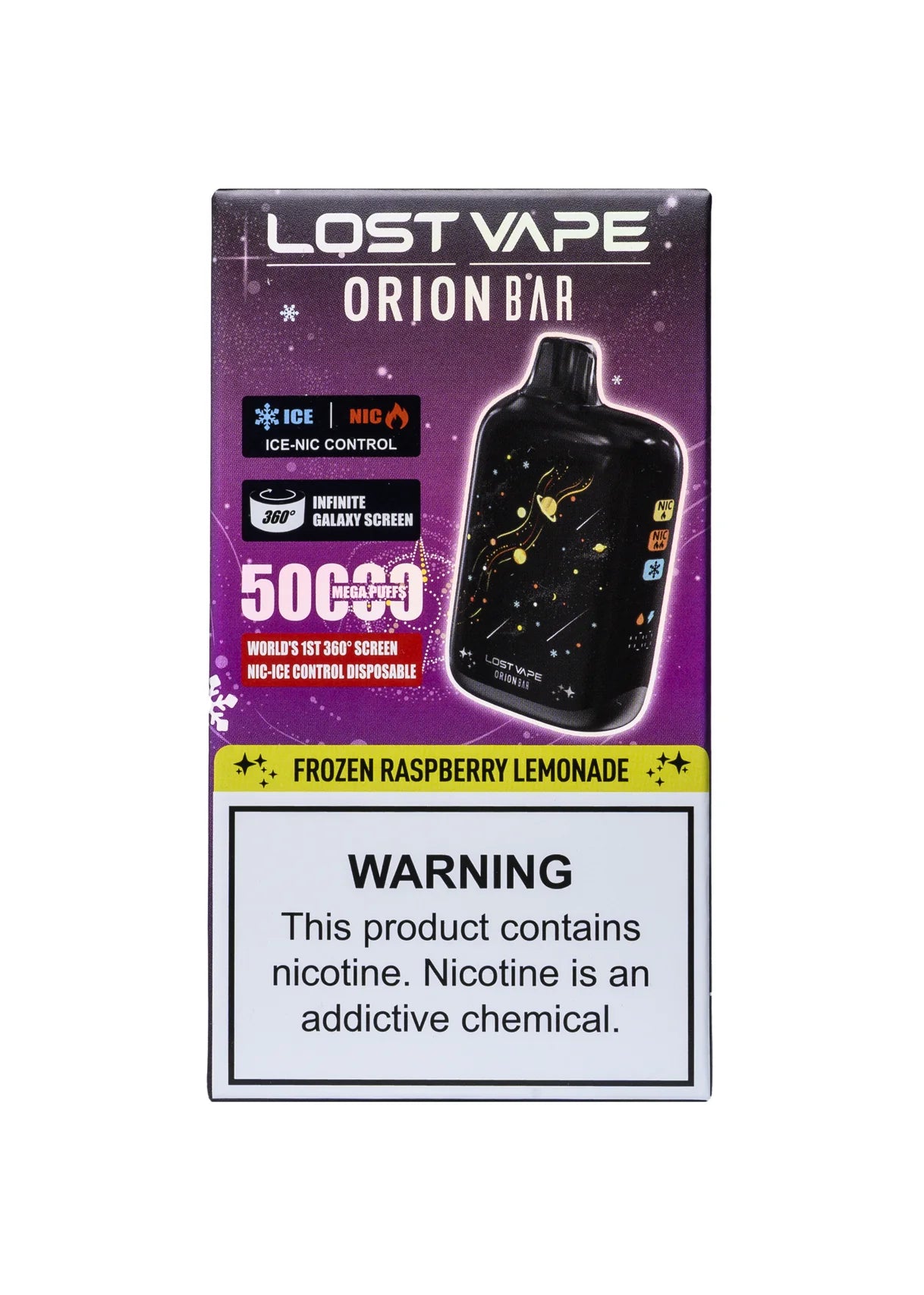Lost Vape Orion Bar 50K Frozen Raspberry Lemonade product packaging