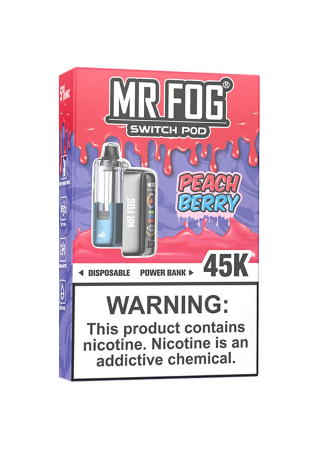 Mr Fog Switch Pod 45K Kit Peach Berry | GetPop Mr Fog Switch Pod 45K Kit Peach Berry | GetPop