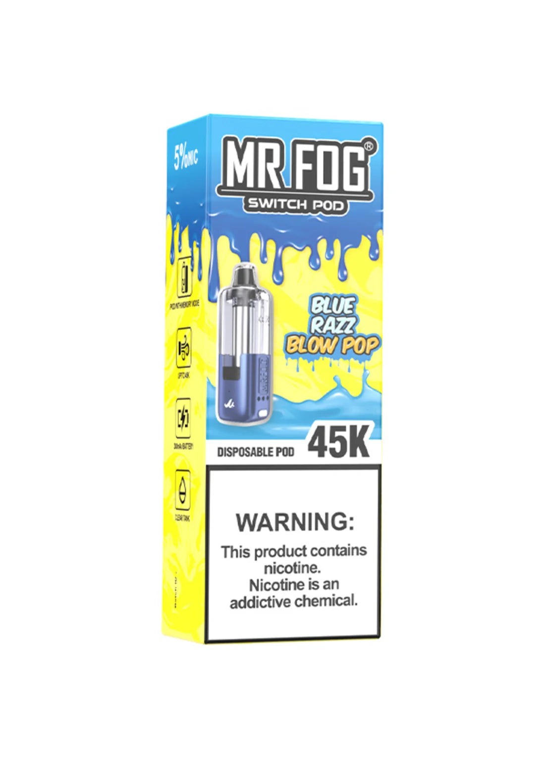 Mr Fog Switch Pod 45K Pod Blue Razz Blow Pop