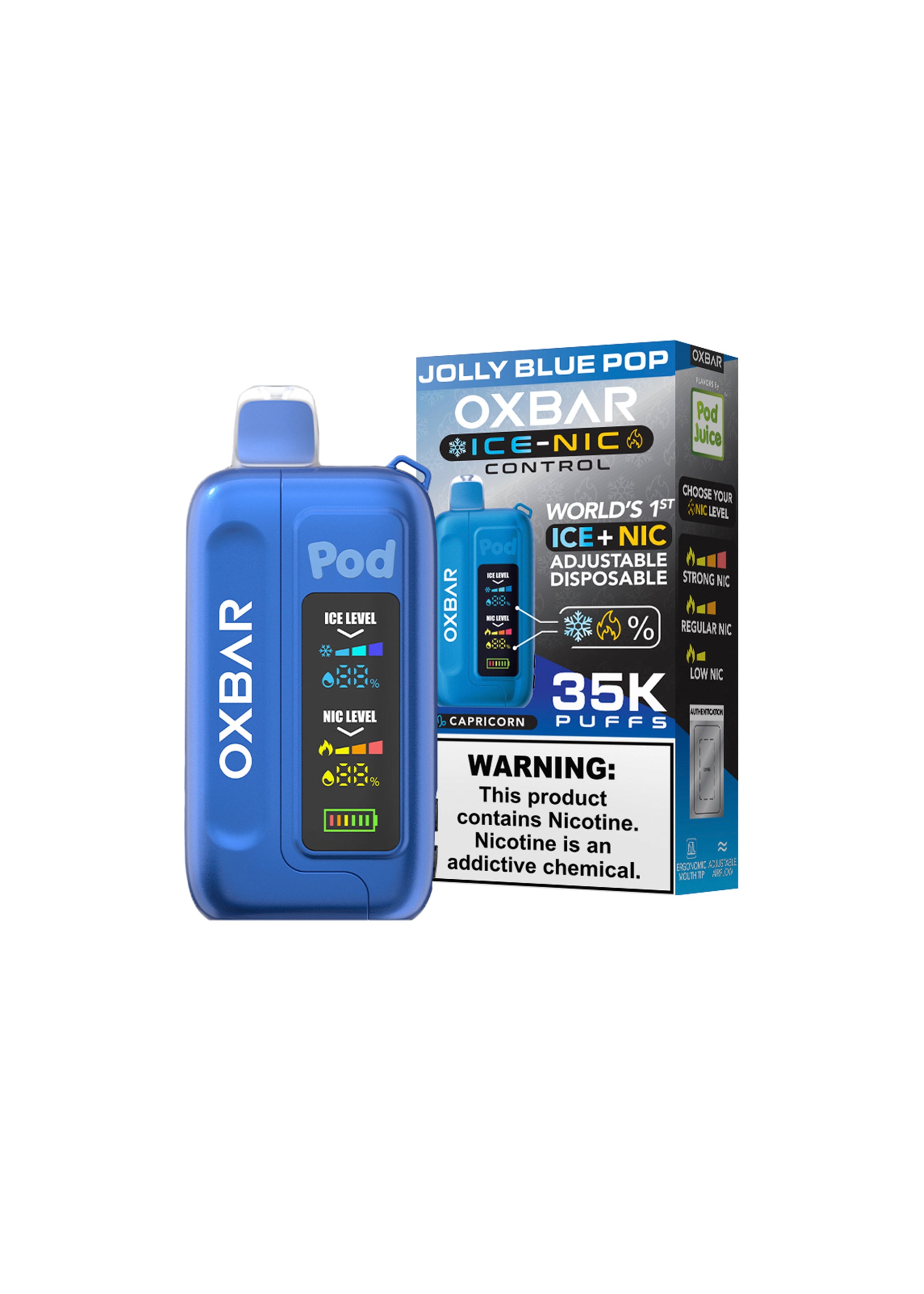 Oxbar x Pod Juice Ice-Nic Control 35K Jolly Blue Pop (Capricorn)