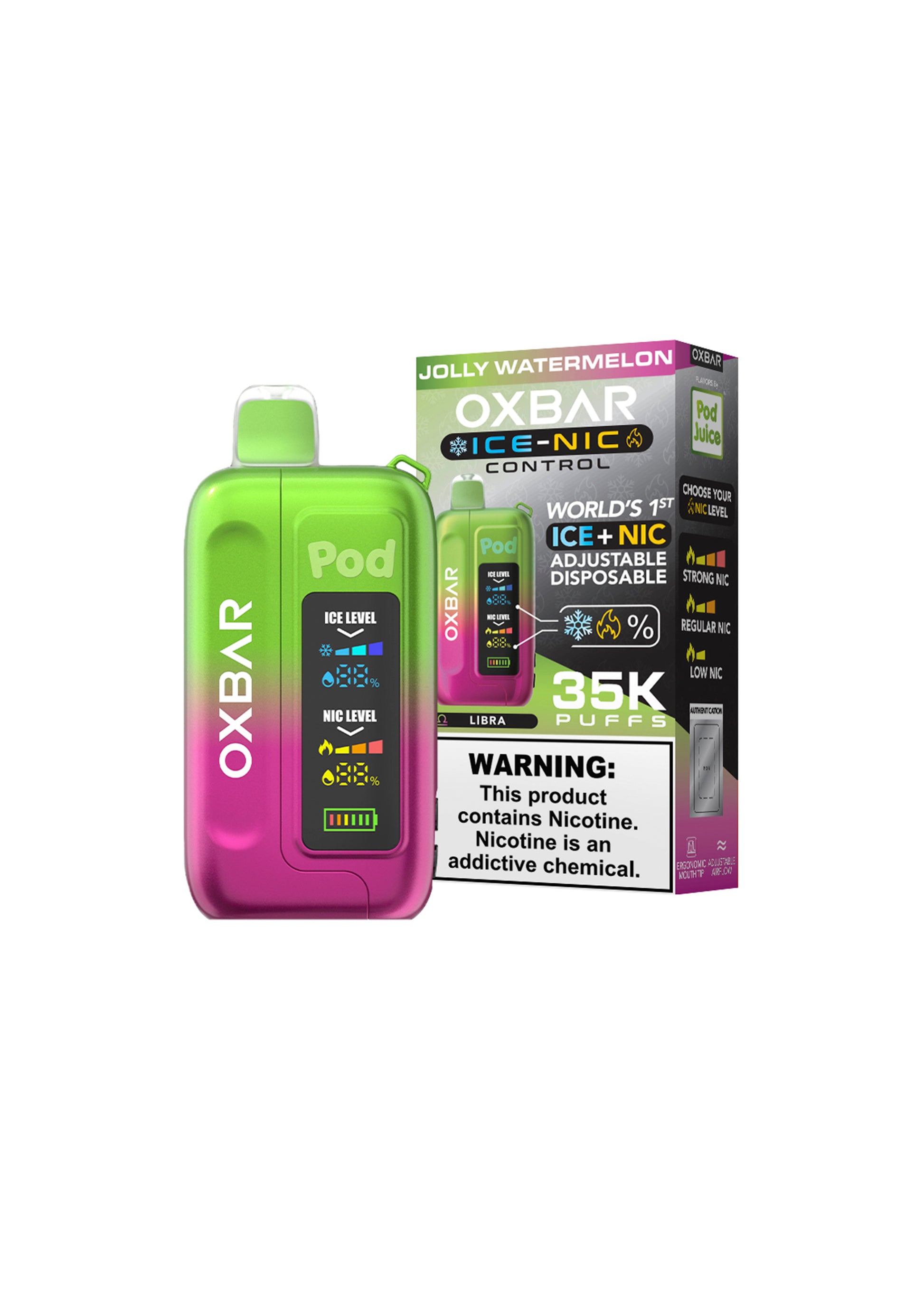 Oxbar x Pod Juice Ice-Nic Control 35K Jolly Watermelon (Libra)