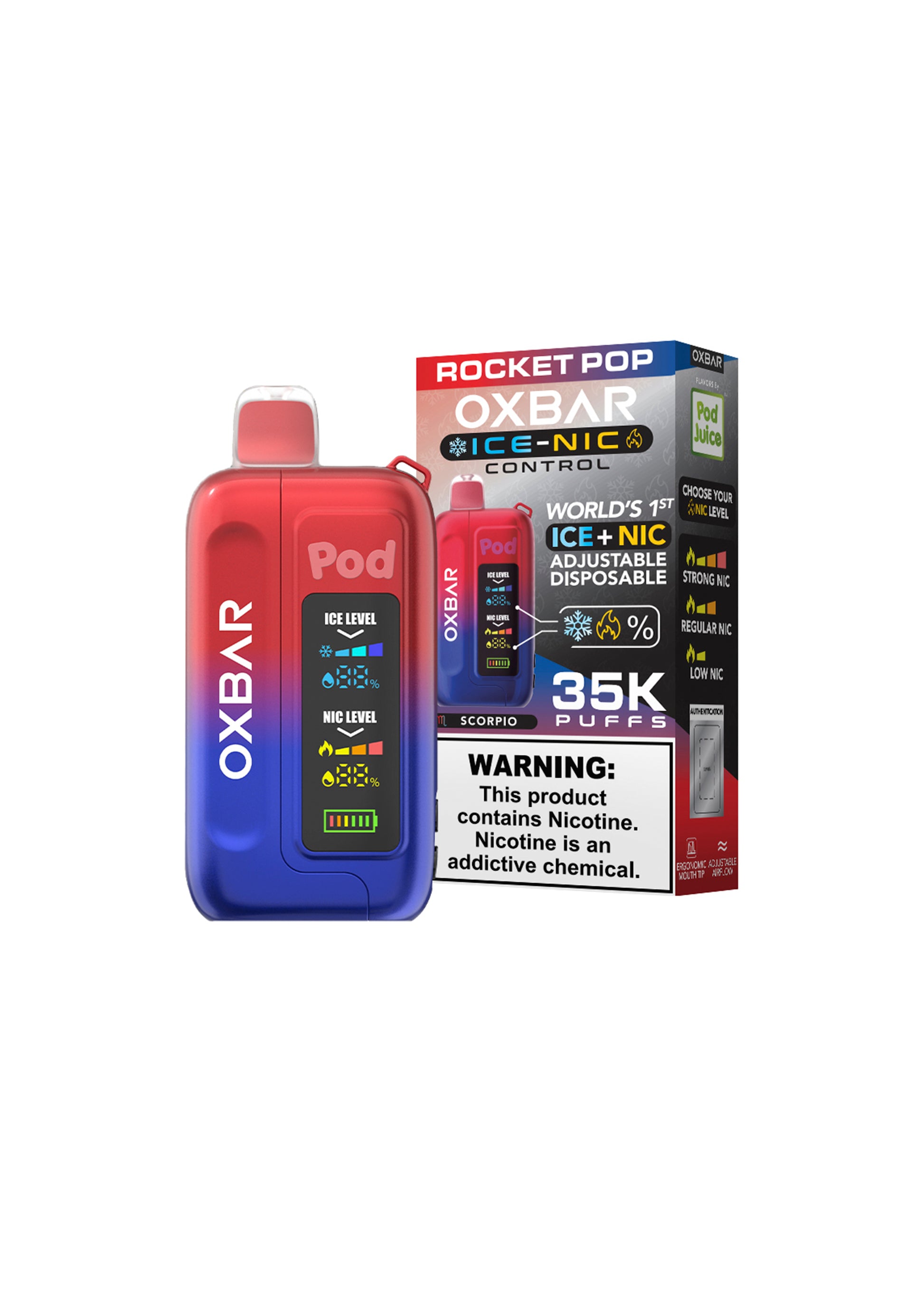 Oxbar x Pod Juice Ice-Nic Control 35K Rocket Pop (Scorpio)