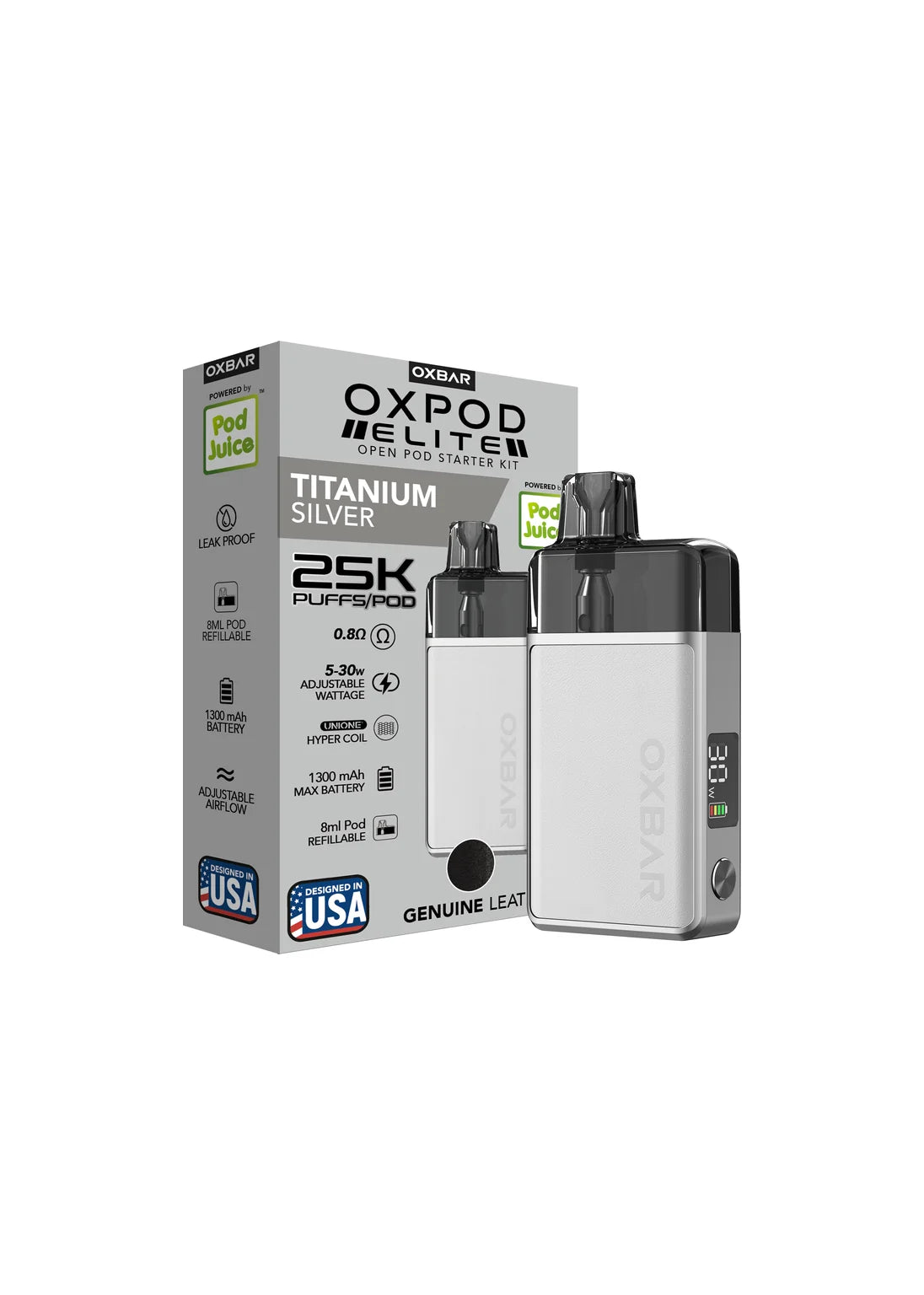 Oxbar x Pod Juice Oxpod Elite Pod Kit Titanium Silver