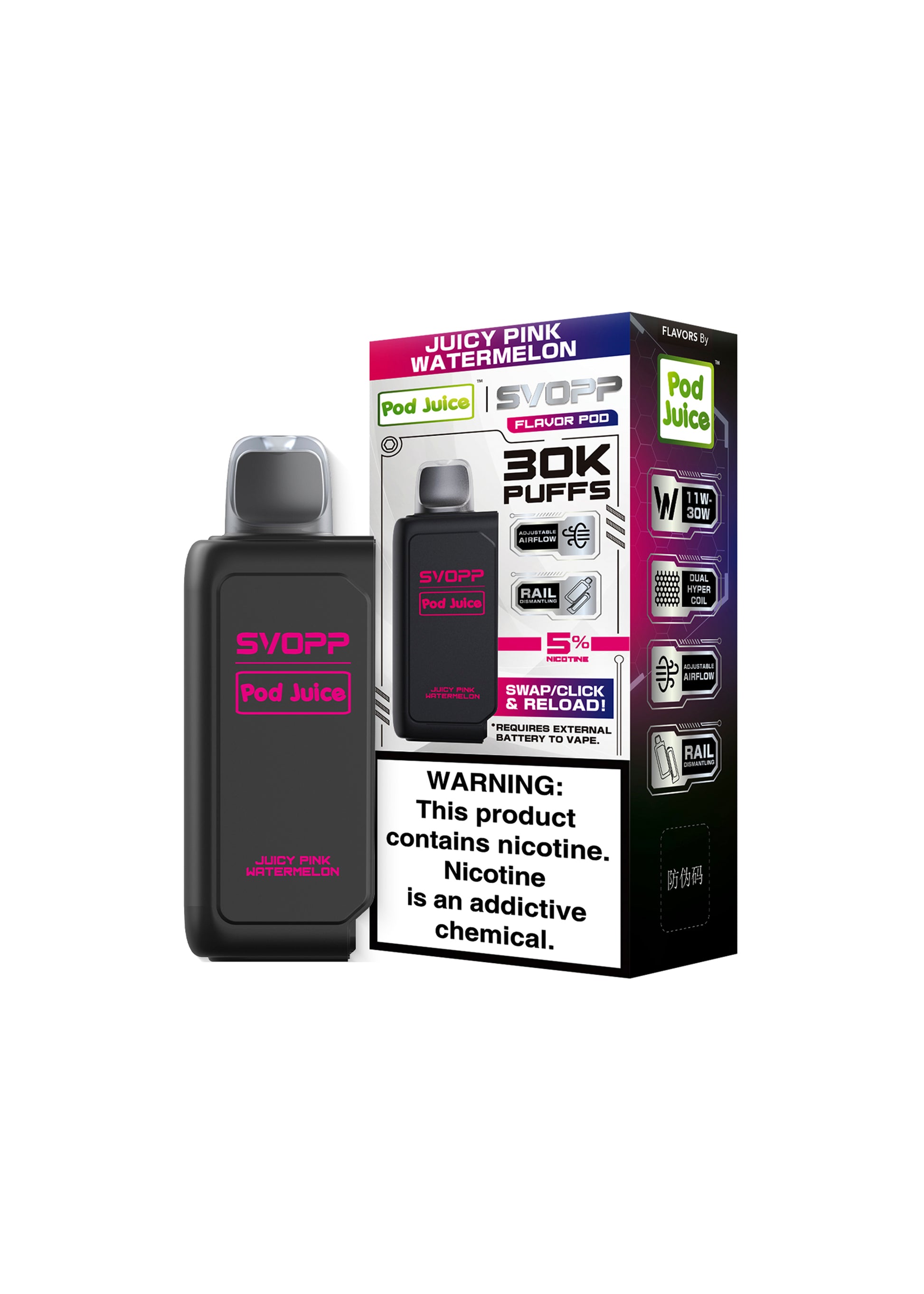 Pod Juice SVOPP 30K Flavor Pod Juicy Pink Watermelon | GetPop Pod Juice SVOPP 30K Flavor Pod Juicy Pink Watermelon | GetPop