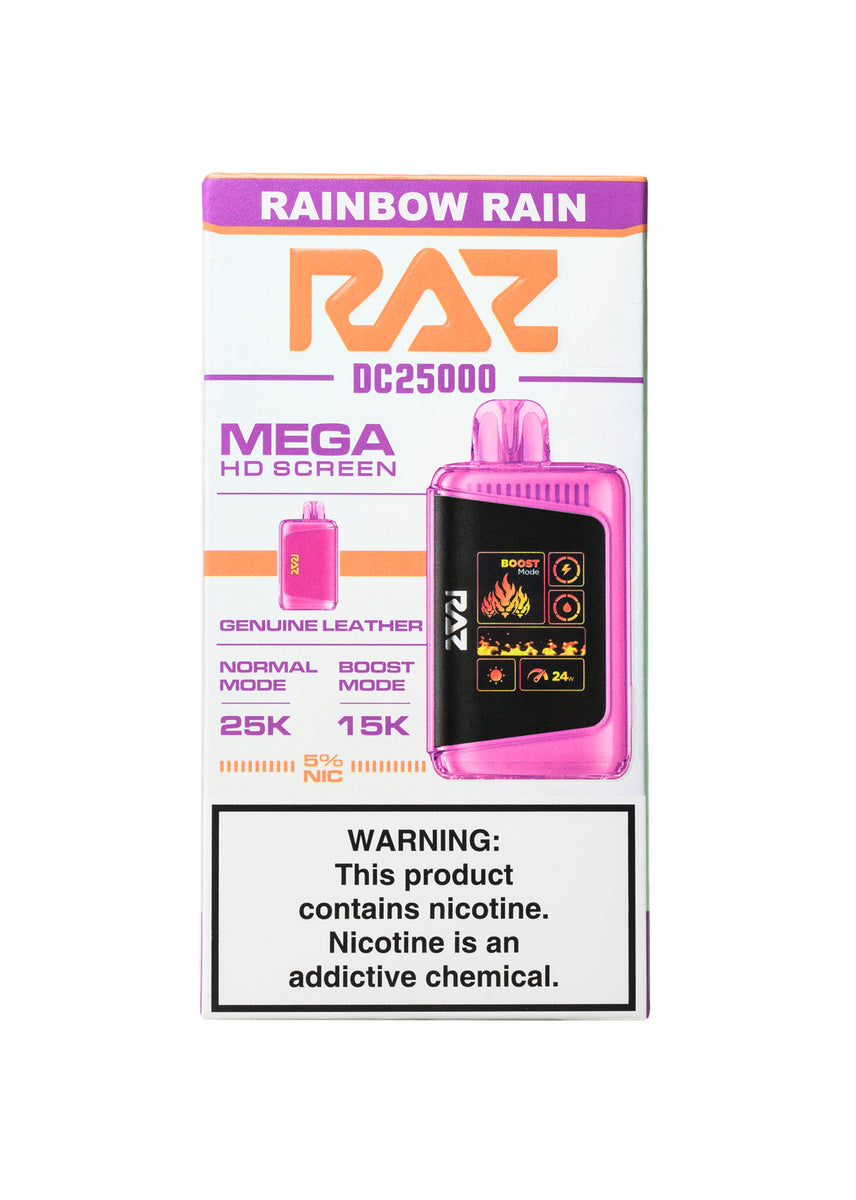 Raz 25000 Rainbow Rain Flavor Drops Rainbow Rain RAZ DC25000 Disposable Vape 25,000 Puffs Clear Sapphire Australia Raz 25000 Rainbow Rain Flavor Drops Rainbow Rain RAZ DC25000 Disposable Vape 25,000 Puffs Clear Sapphire Australia