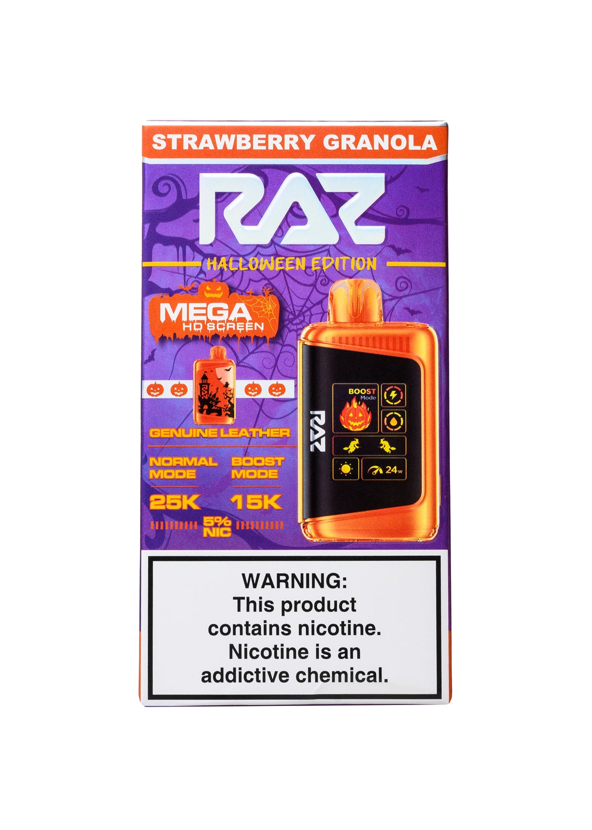 Purple Raz Flavor RAZ DC25000 Strawberry Granola (Halloween Edition) Raz TN9000 Disposable Vape | 5% Nicotine Purple Raz Flavor RAZ DC25000 Strawberry Granola (Halloween Edition) Raz TN9000 Disposable Vape | 5% Nicotine