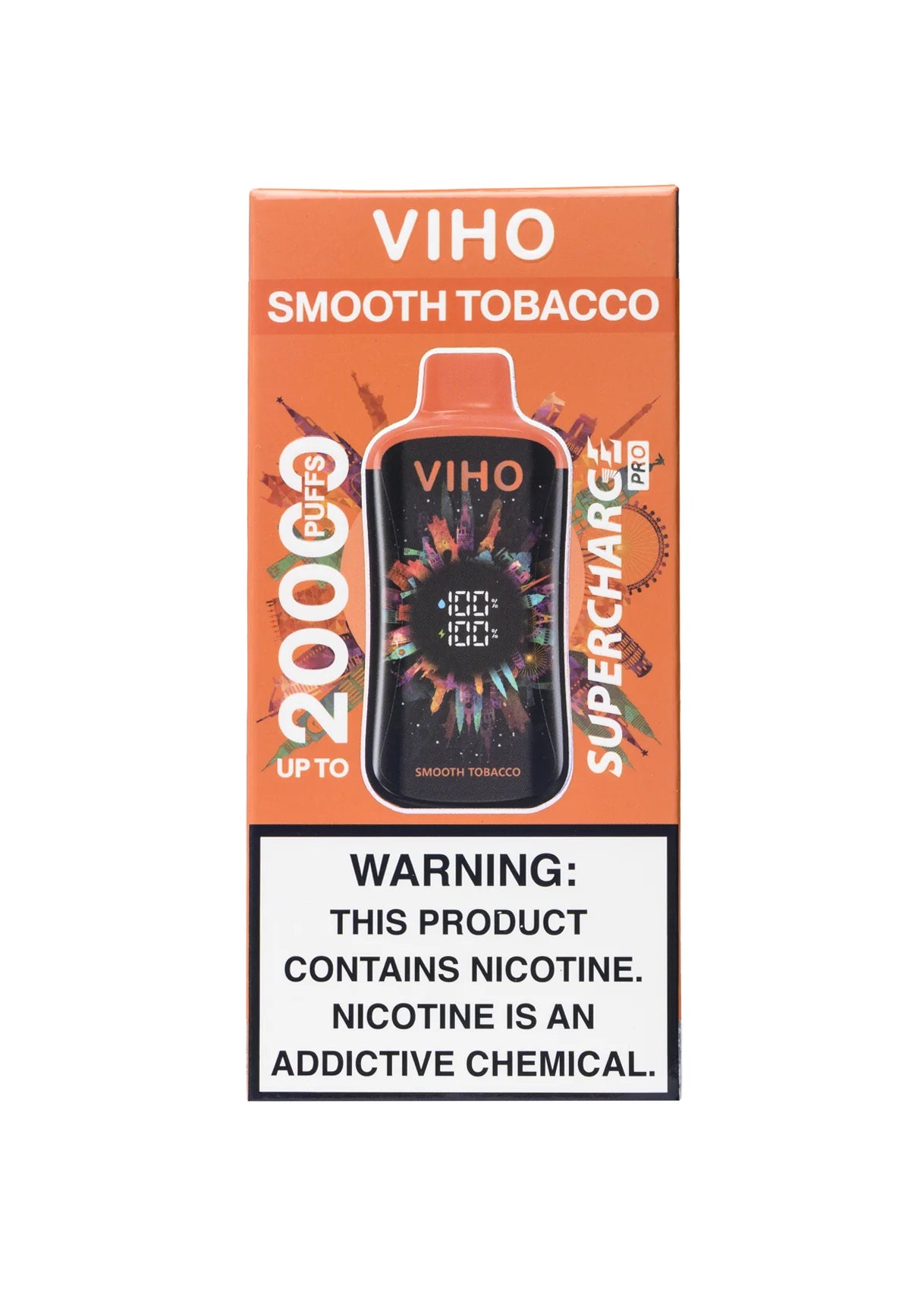 VIHO Supercharge Pro 20K Smooth Tobacco product packaging