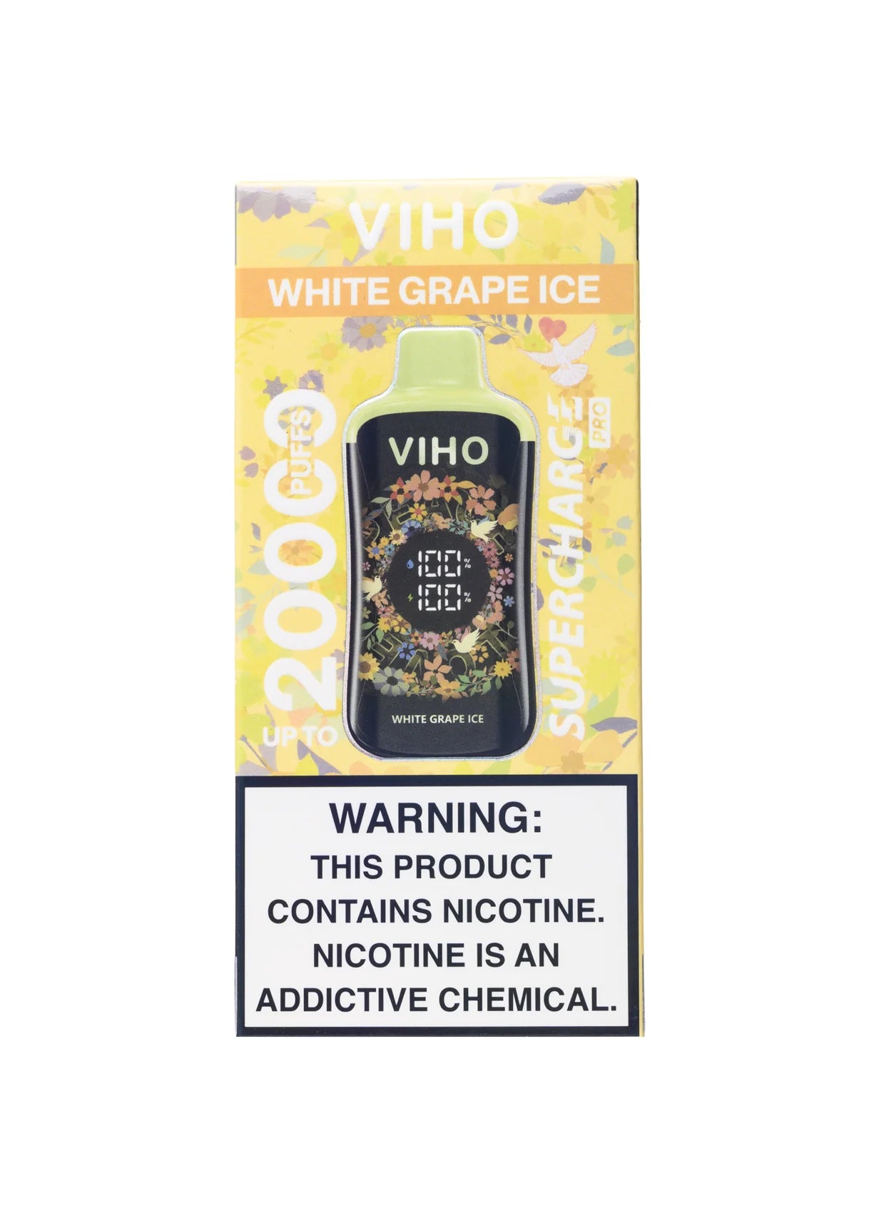 VIHO Supercharge Pro 20K White Grape Ice product packaging