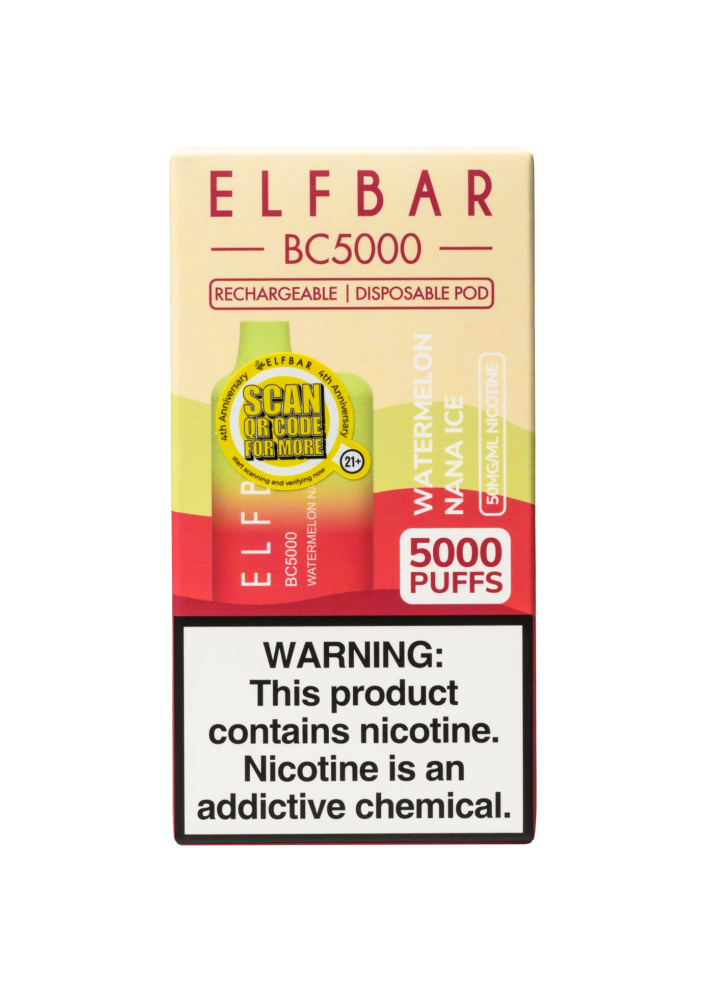 Elf Bar BC5000 Watermelon Nana Ice | GetPop Elf Bar BC5000 Watermelon Nana Ice | GetPop