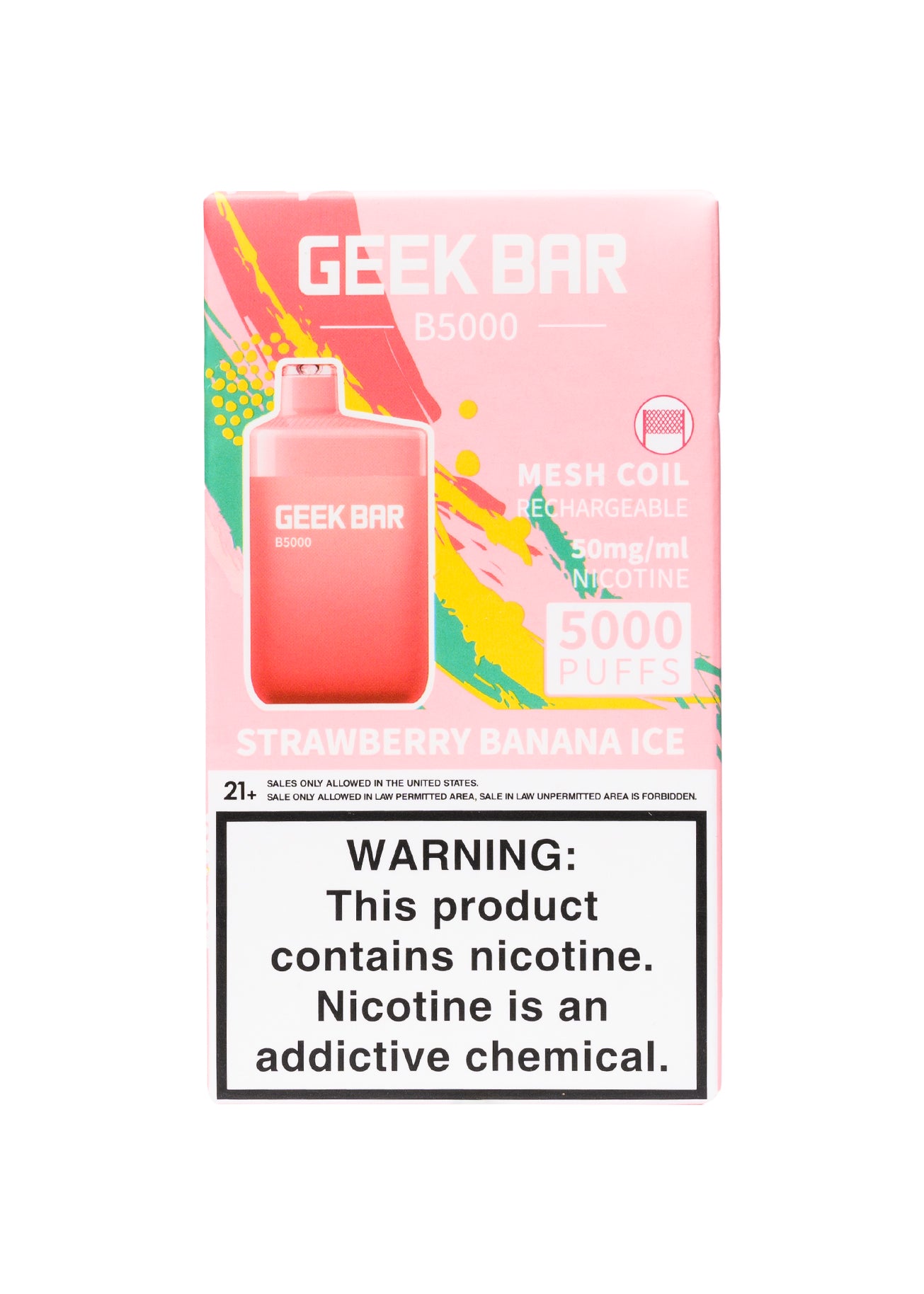 Geek Bar B5000 Strawberry Banana Ice | GetPop Geek Bar B5000 Strawberry Banana Ice | GetPop