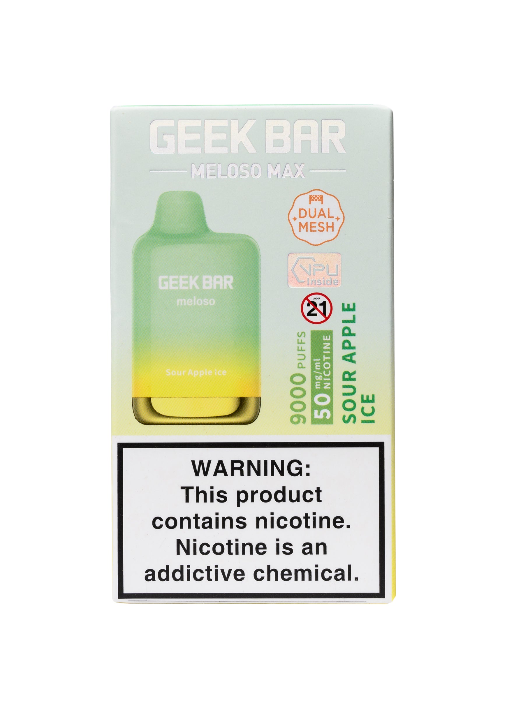 Geek Bar Meloso Max 9000 Sour Apple Ice | GetPop Geek Bar Meloso Max 9000 Sour Apple Ice | GetPop
